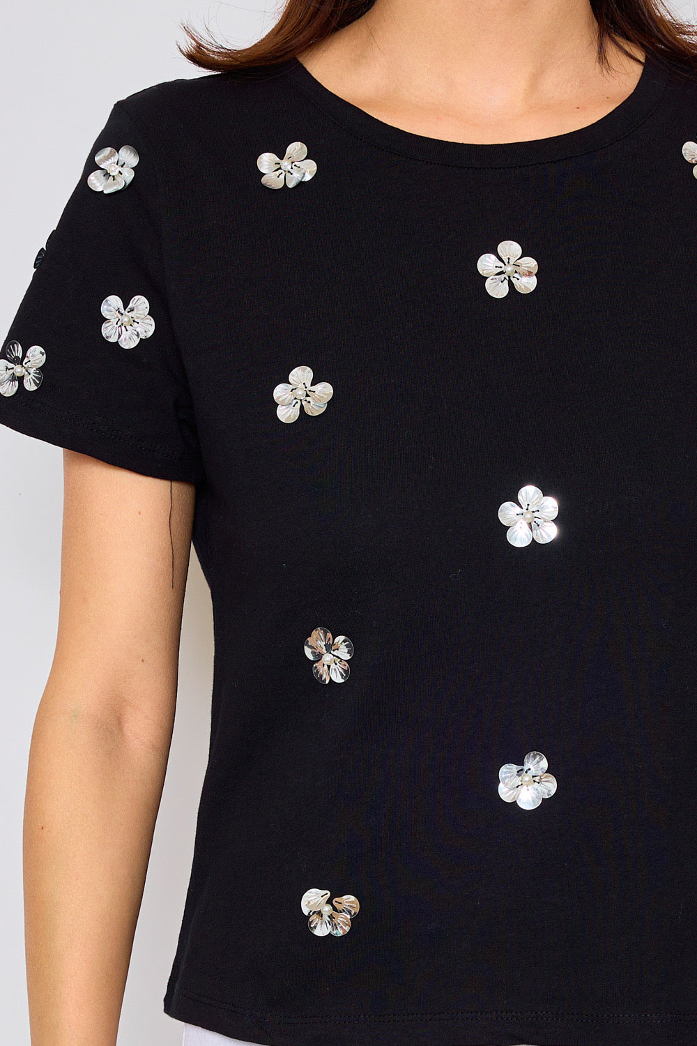 T-shirt en coton avec fleurs fantaisies - 3072