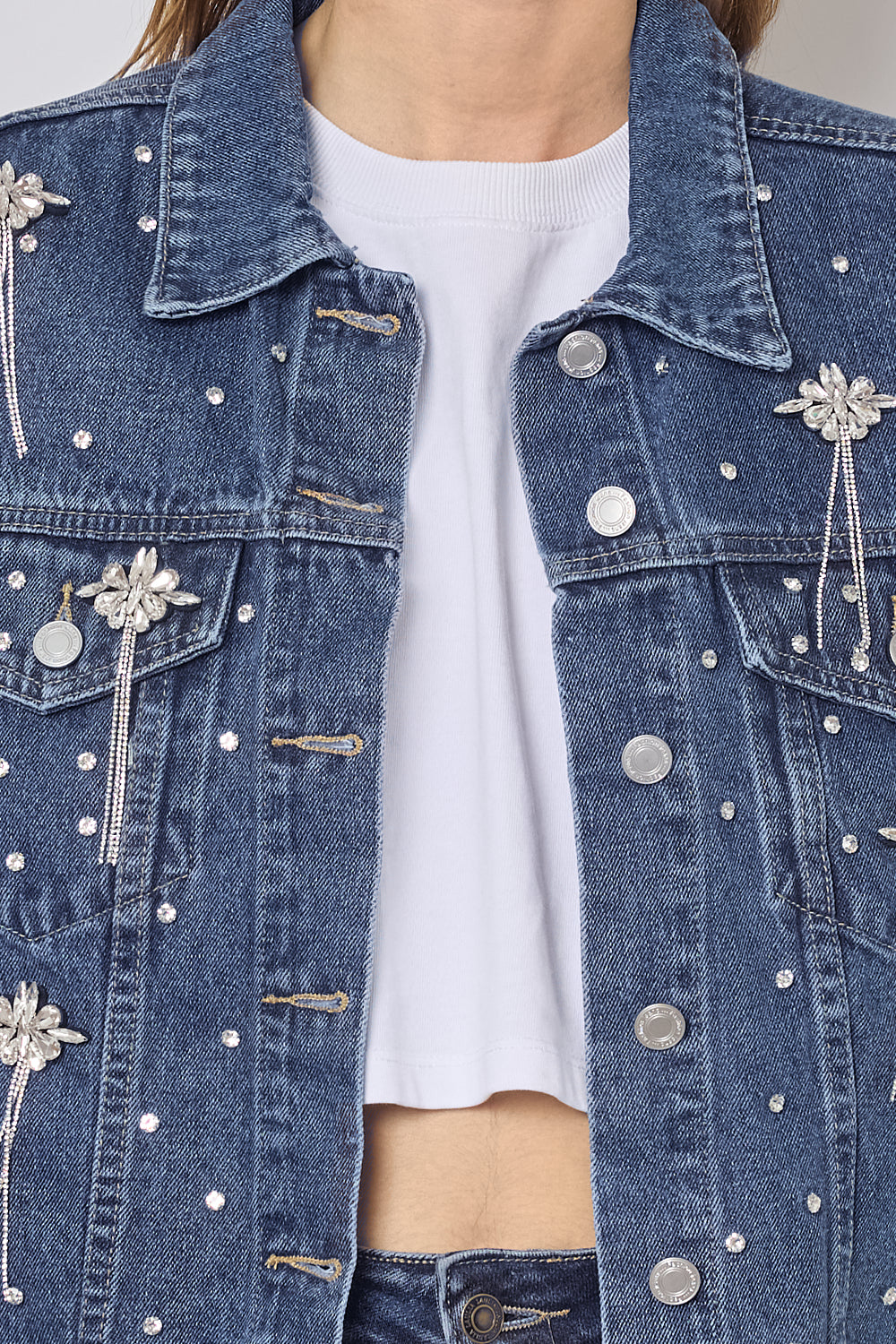 VESTE EN JEANS AVEC STRASS - FM523