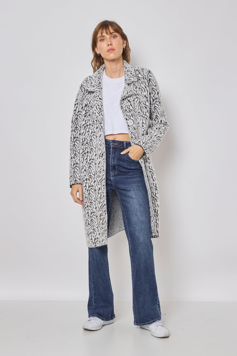 LONG ZEBRA PRINT COAT - FM527