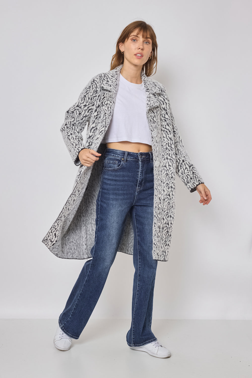 LONG ZEBRA PRINT COAT - FM527