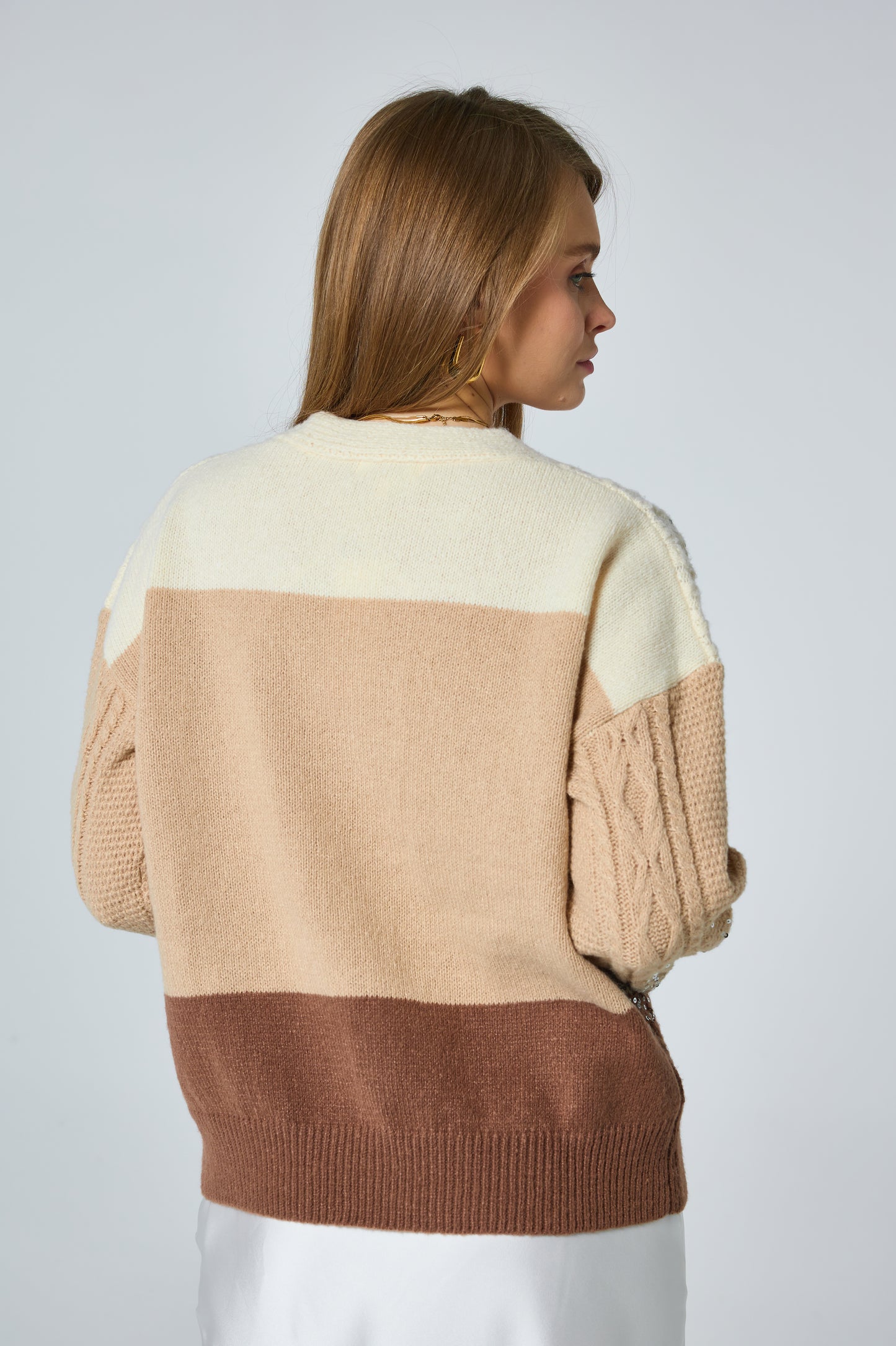 Cardigan manches longues à strass - 2347