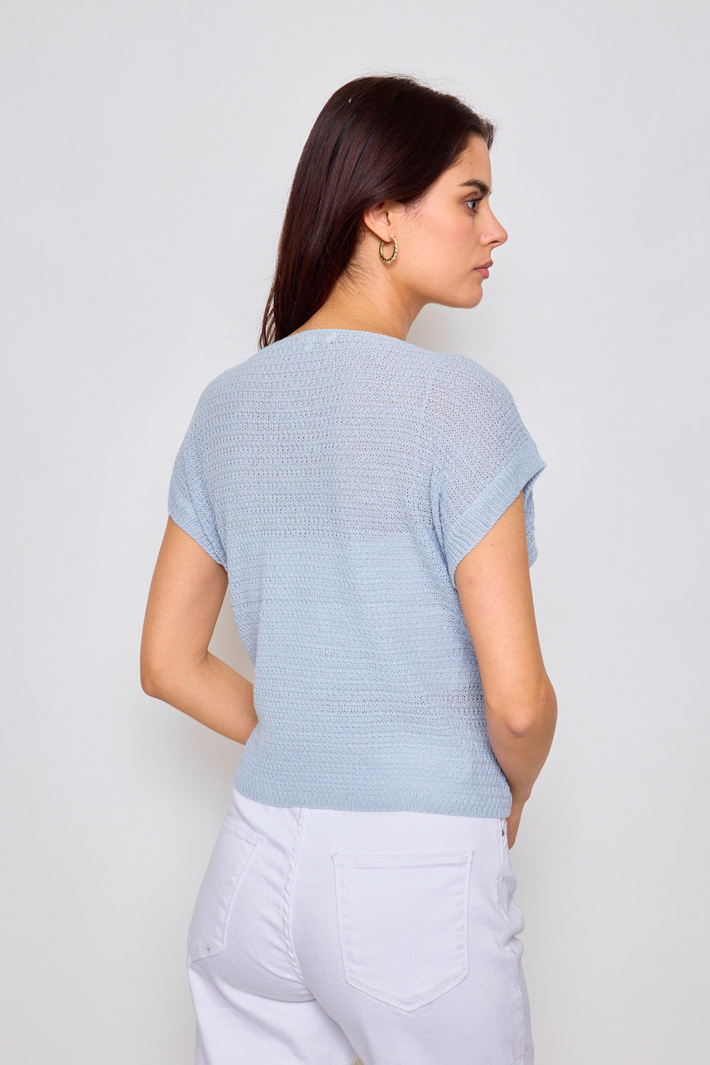 Top léger en maille avec motifs fleuris - 2374