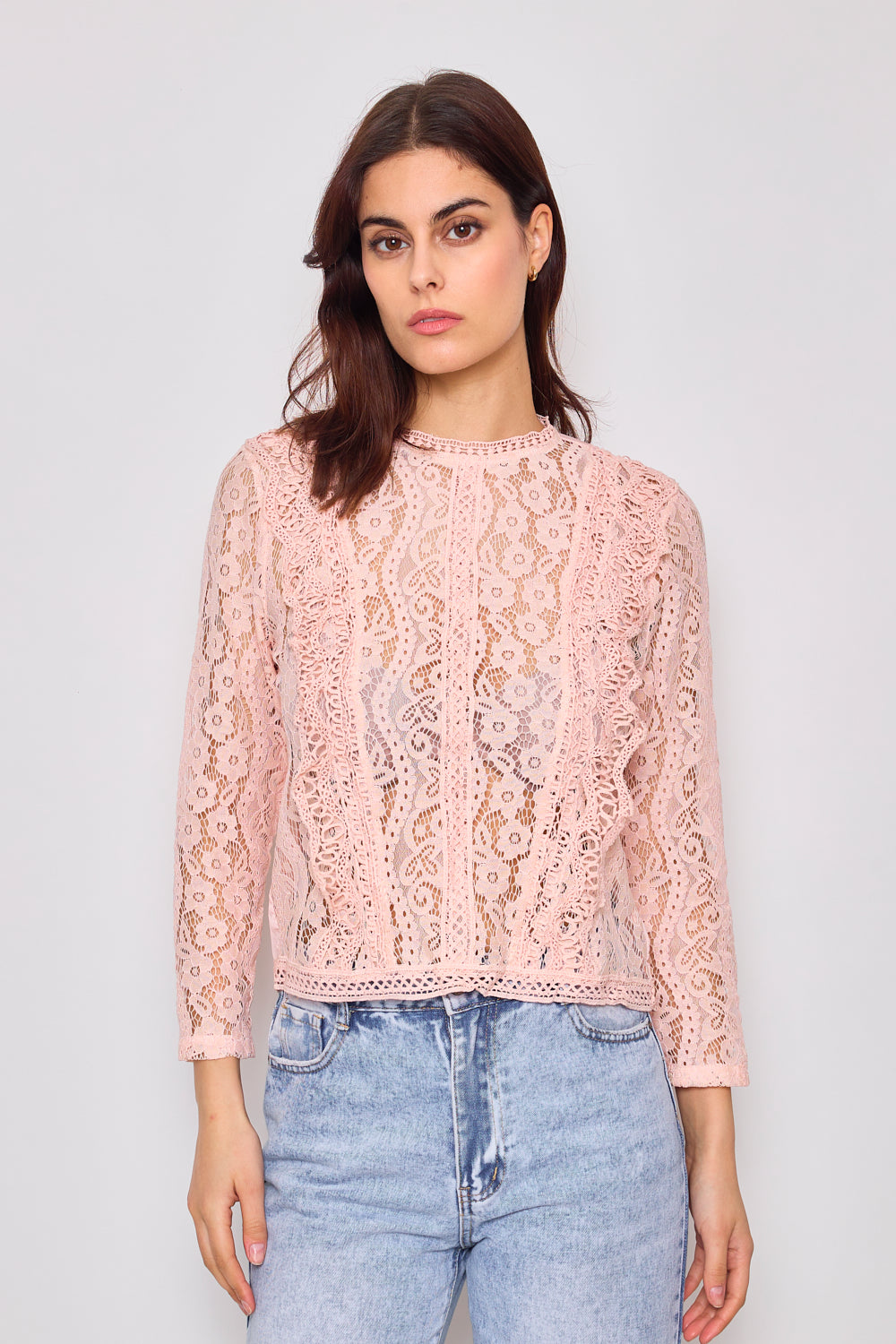 Blouse manches longues en dentelle - F2630
