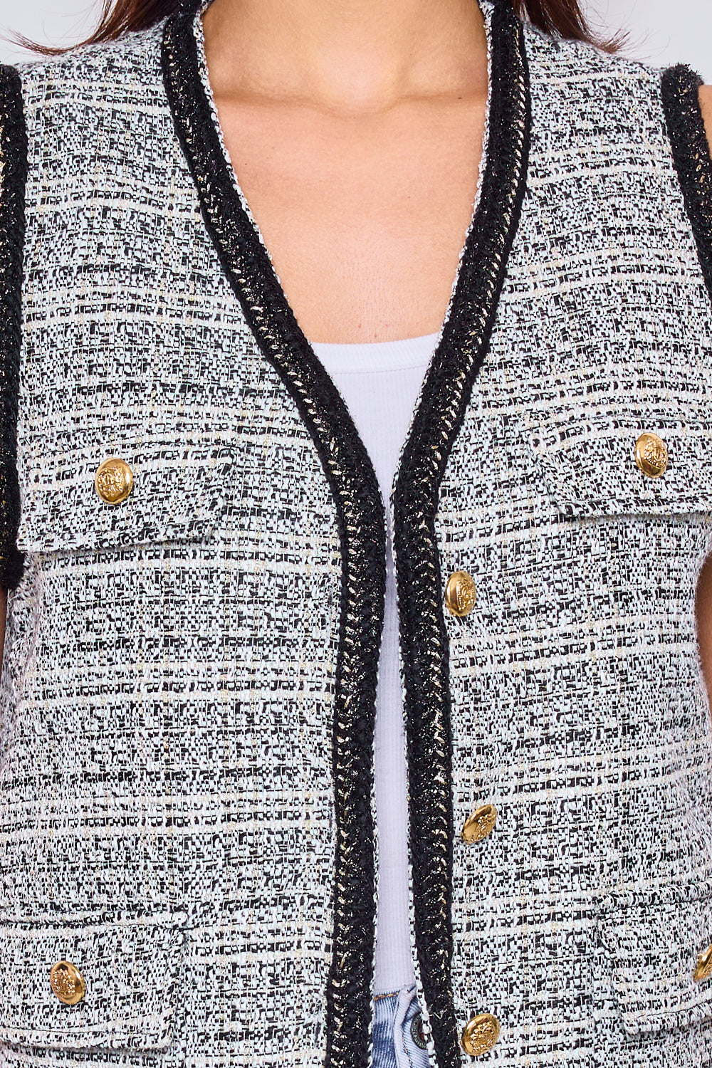 Gilet sans manches en tweed scintillant FM2402