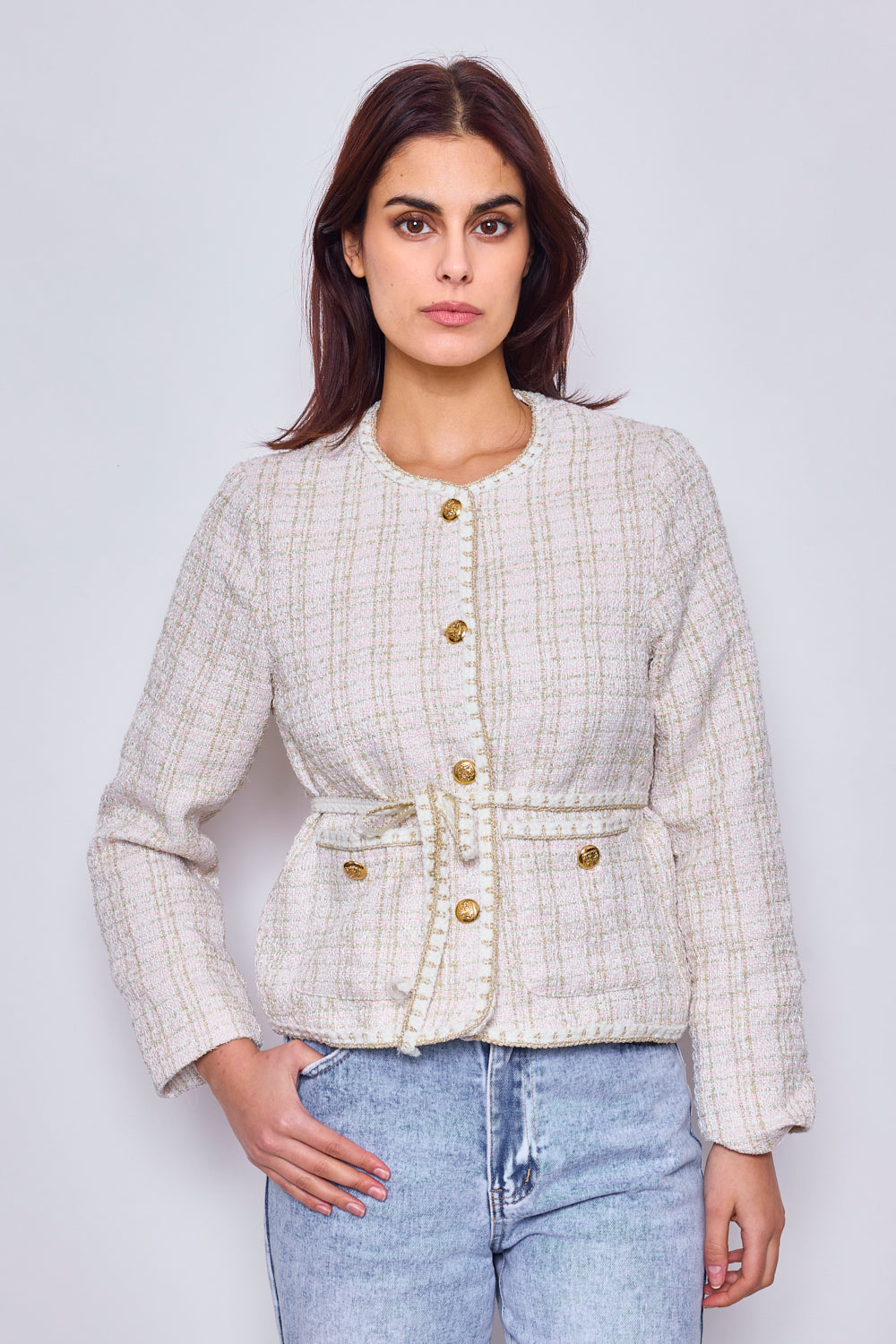 Veste structurée en tweed scintillant FM2401