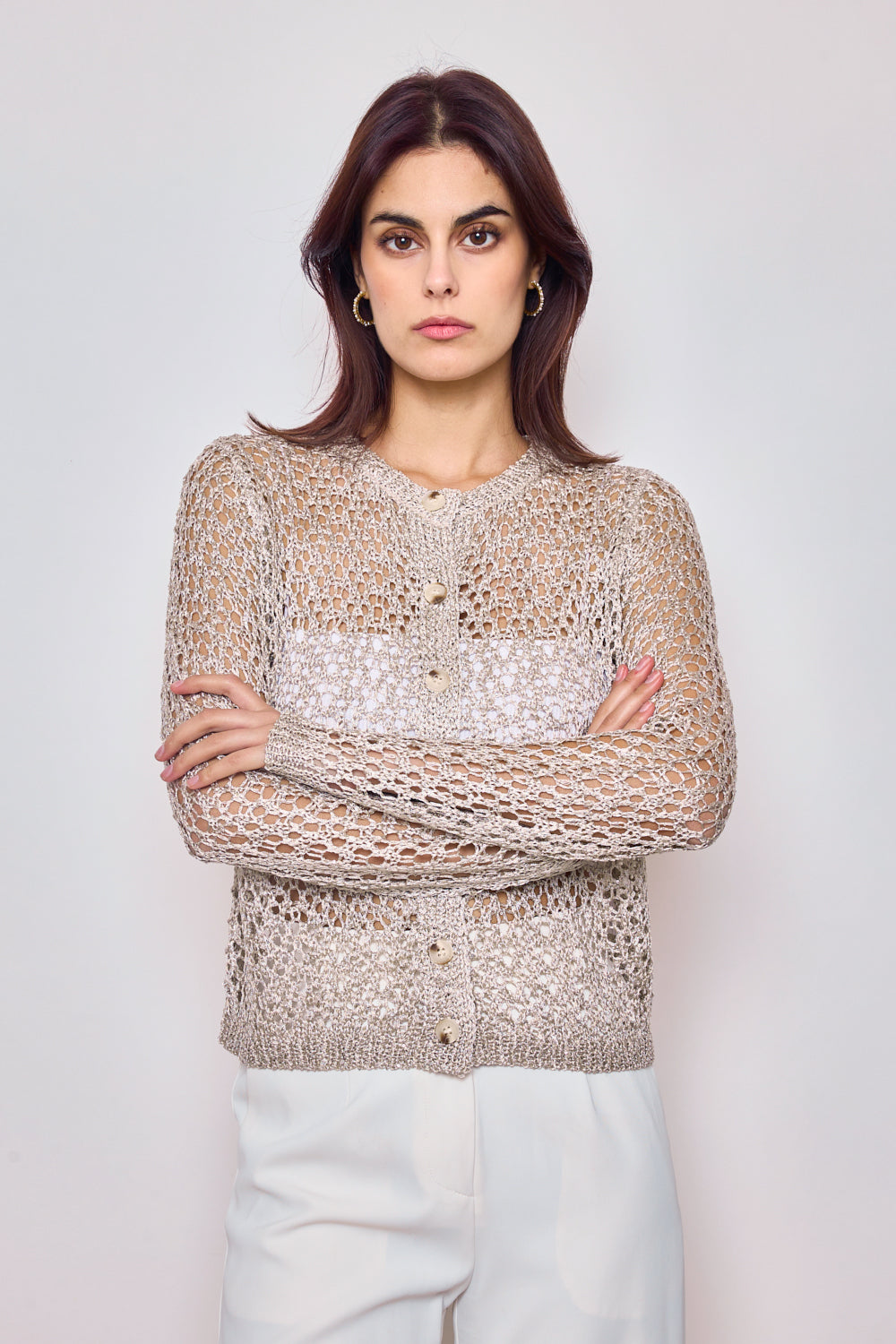 Cardigan en maille crochet F2359