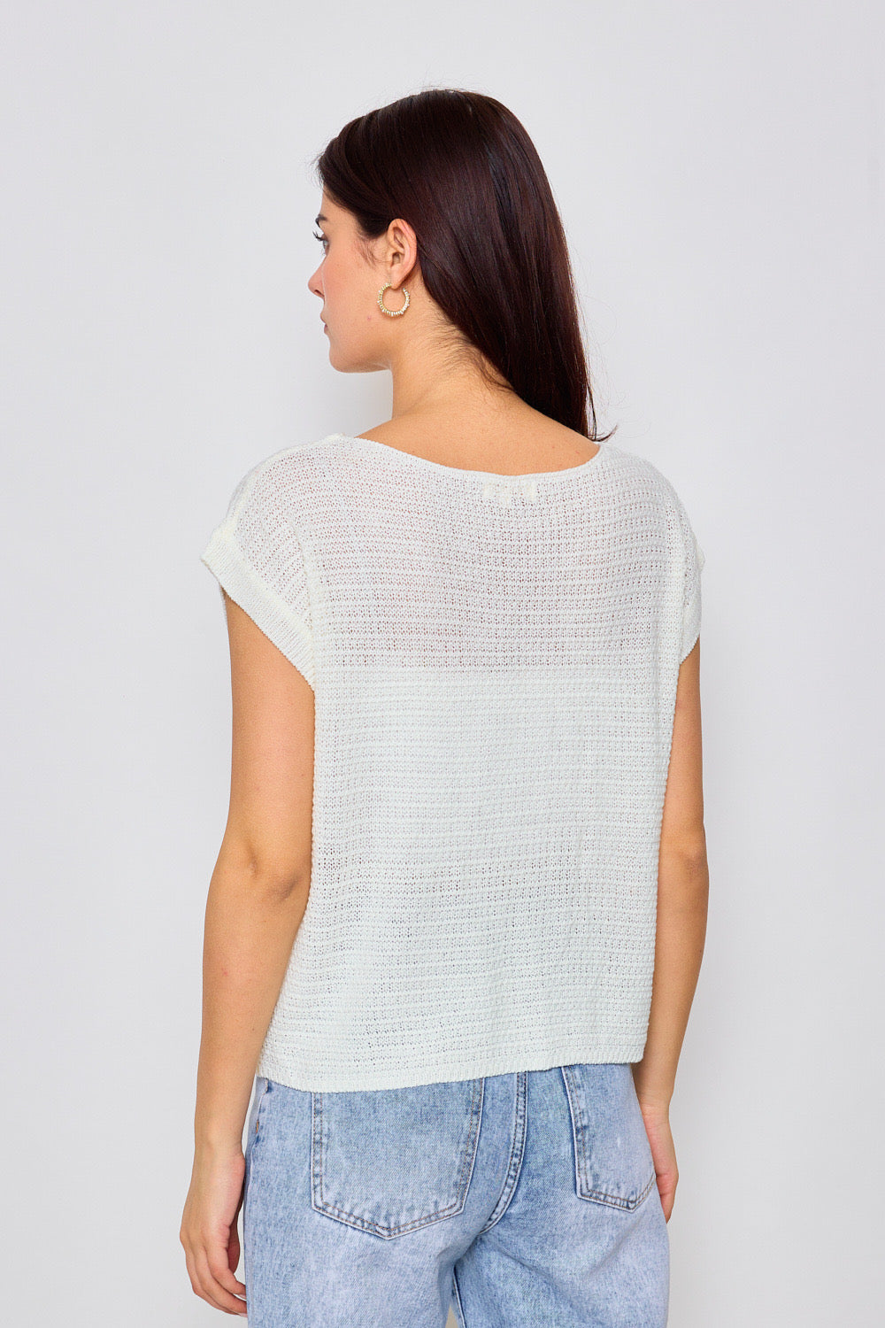 Top léger en maille avec motifs fleuris - 2374