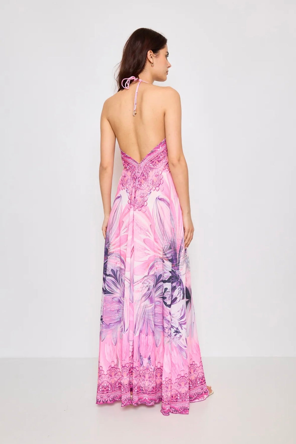Robe longue dos nue avec strass - 5528