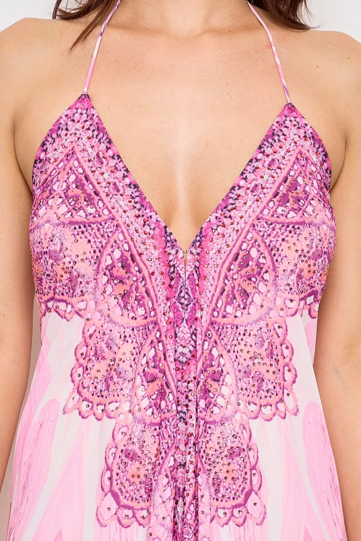 Robe longue dos nue avec strass - 5528