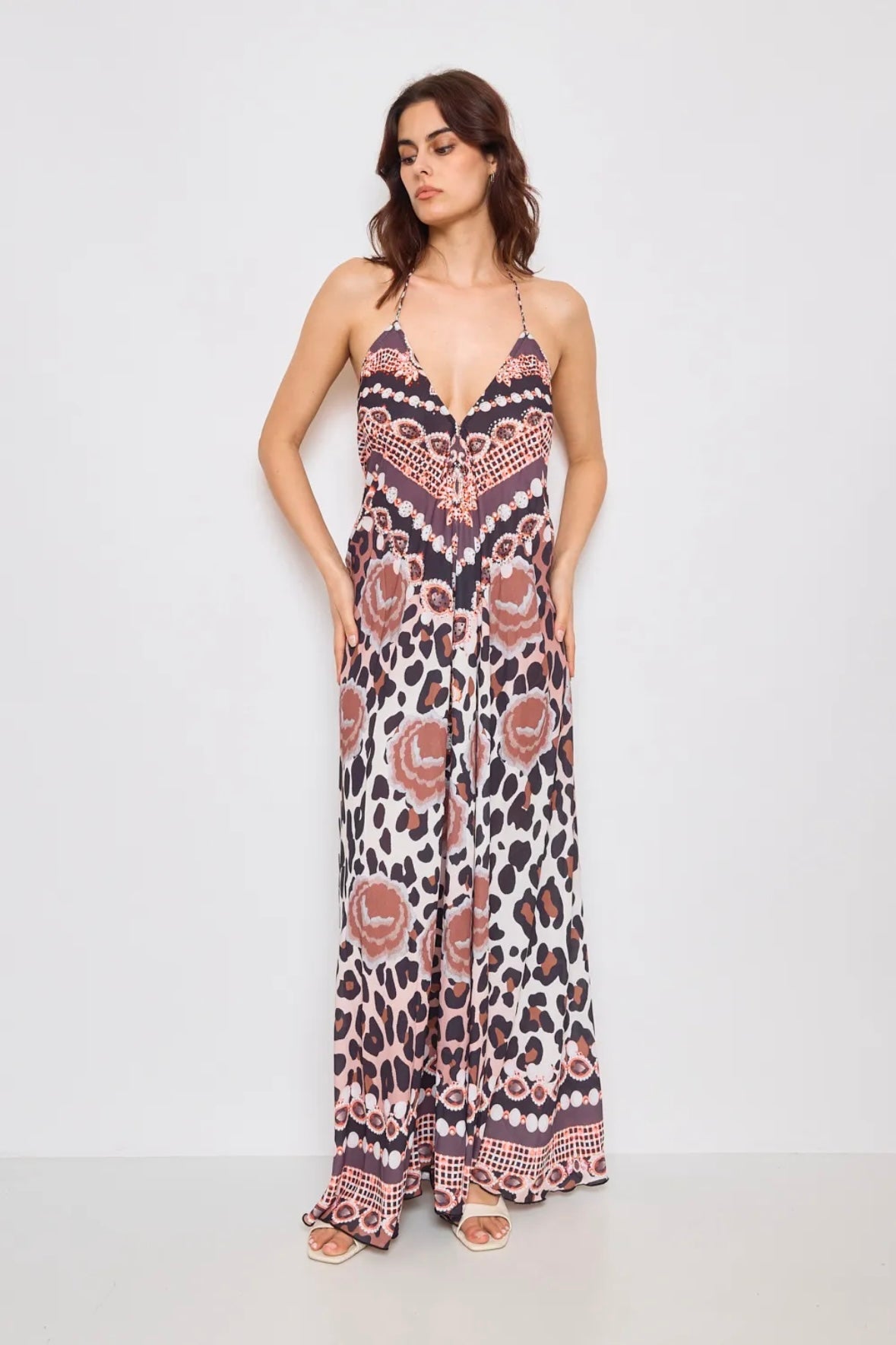Robe longue dos nue avec strass - F5522