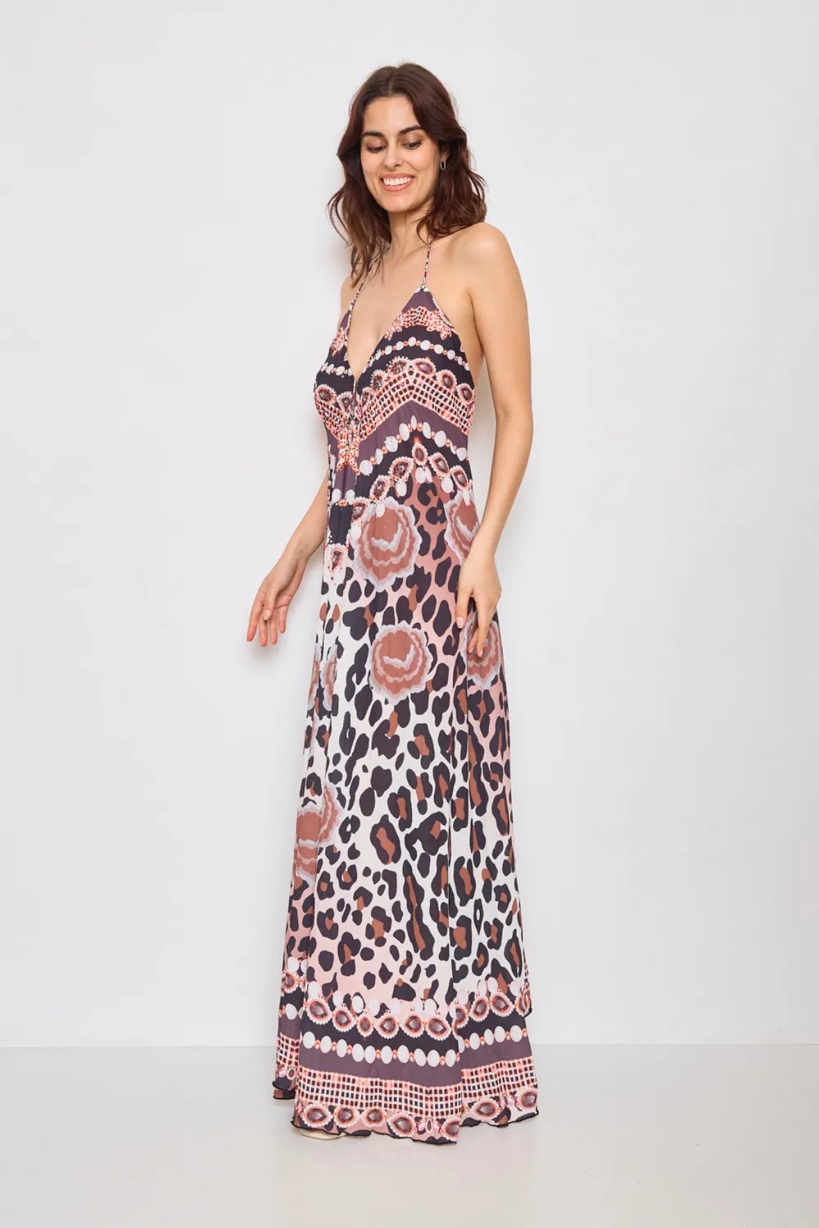 Robe longue dos nue avec strass - F5522
