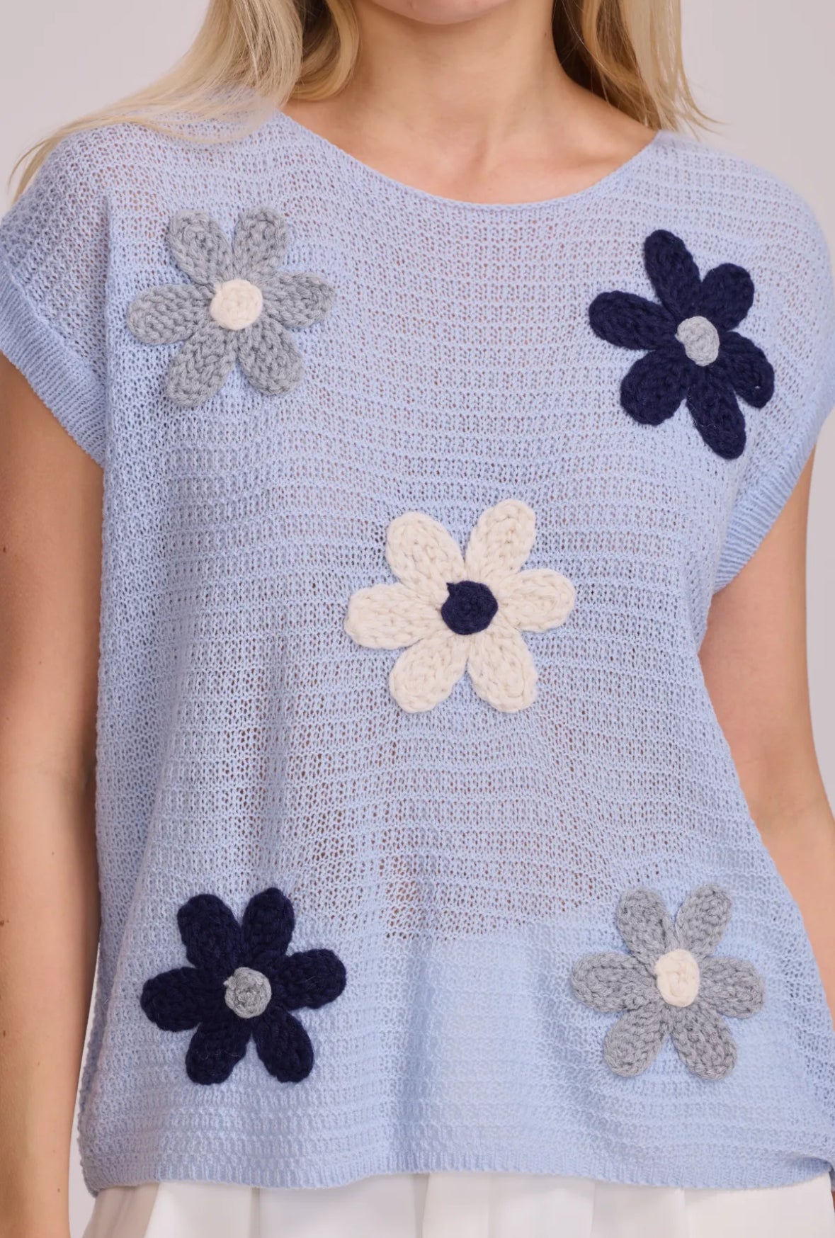 Top léger en maille avec motifs fleuris - 2374