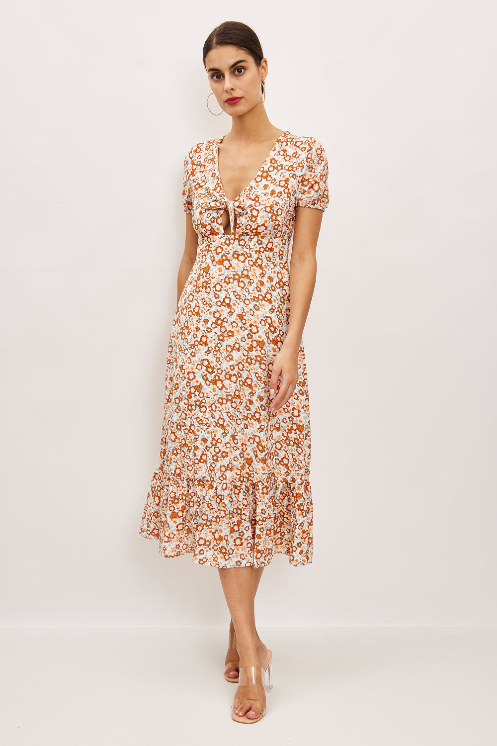 Robe midi à imprimé fleurs - 2678