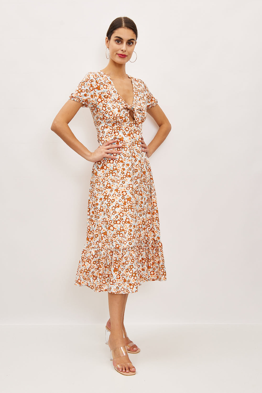 Robe midi à imprimé fleurs - 2678