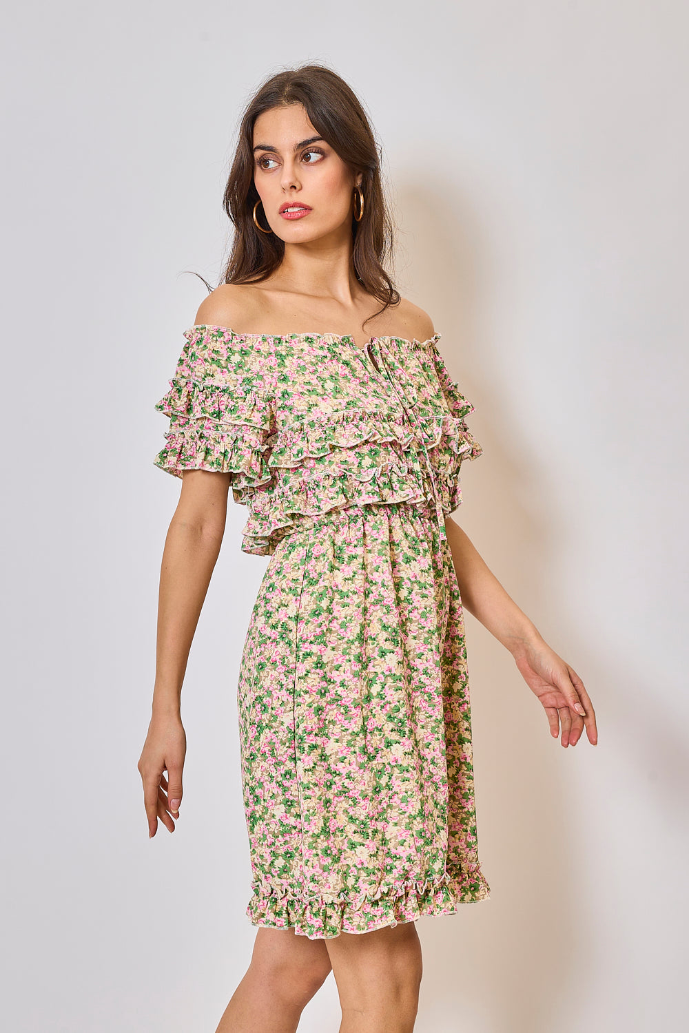 FLORAL OFF-SHOULDER DRESS - 3029