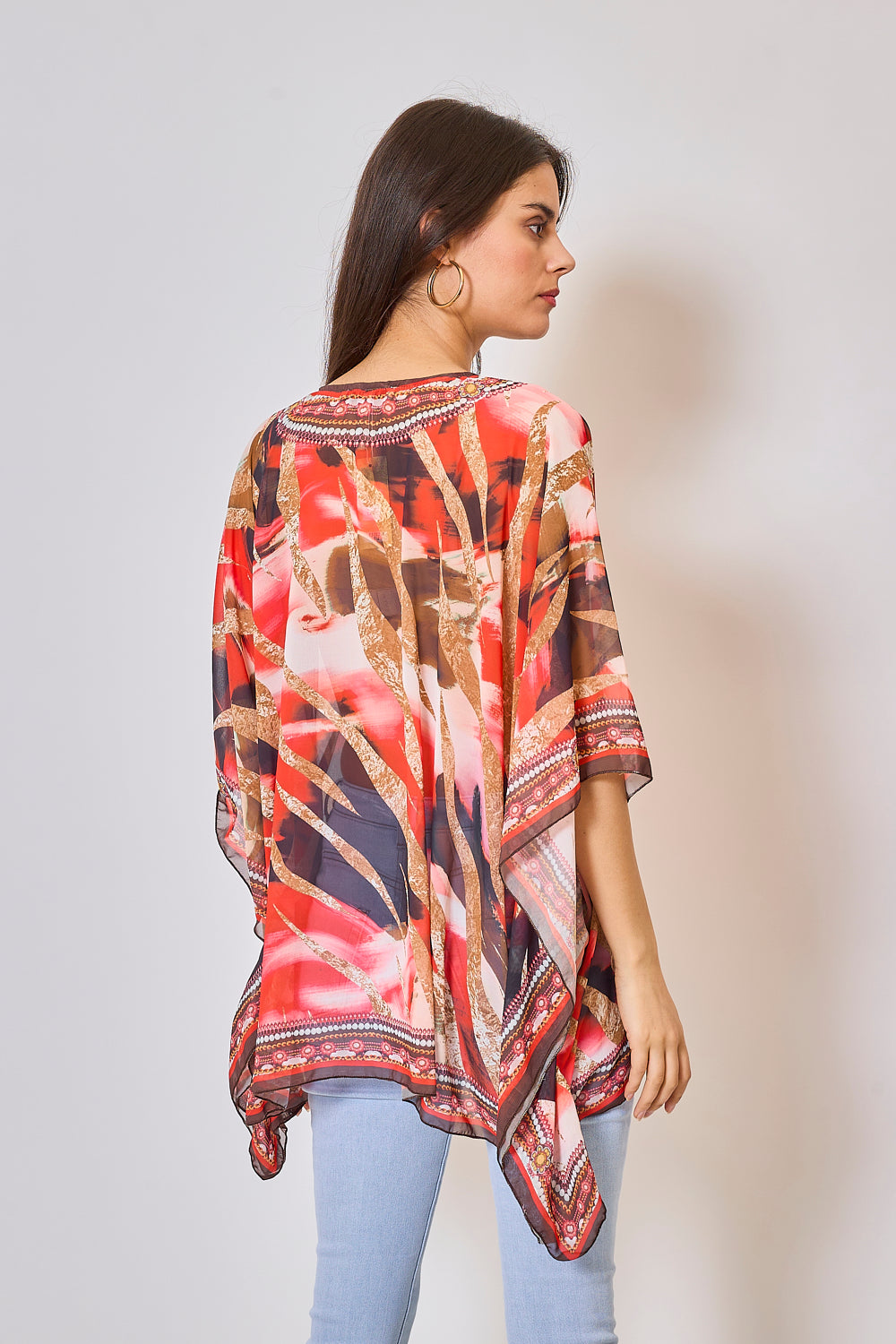 Printed top with rhinestones -5352