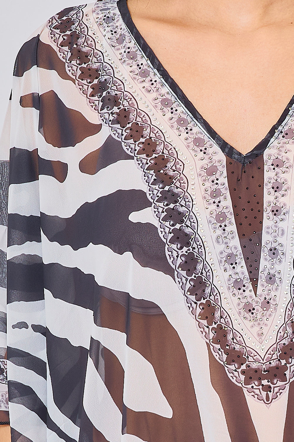 Zebra Rhinestone Printed Top - 5328