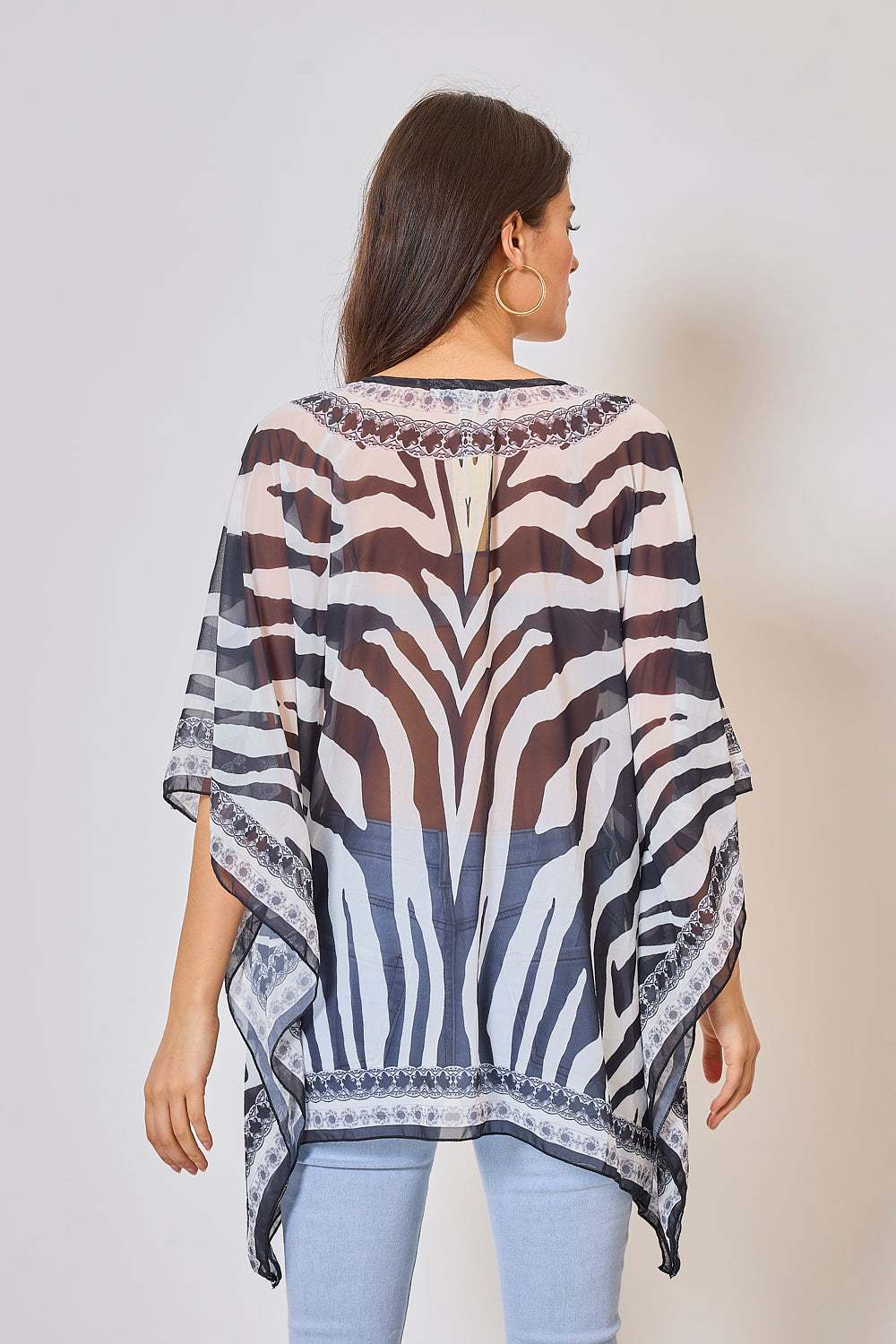 Zebra Rhinestone Printed Top - 5328