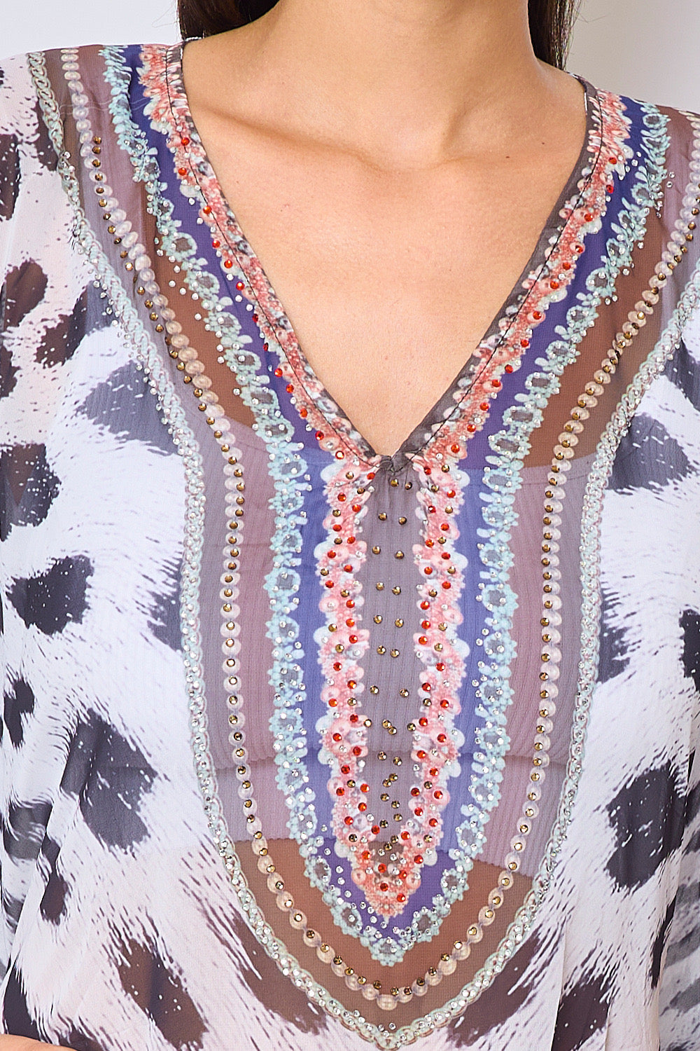TOP IMPRIMÉ AVEC STRASS - 5377