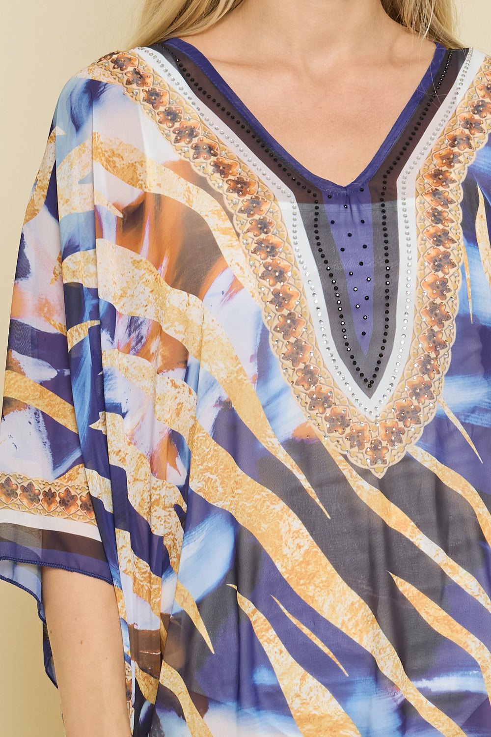 Printed top with rhinestones - 5353