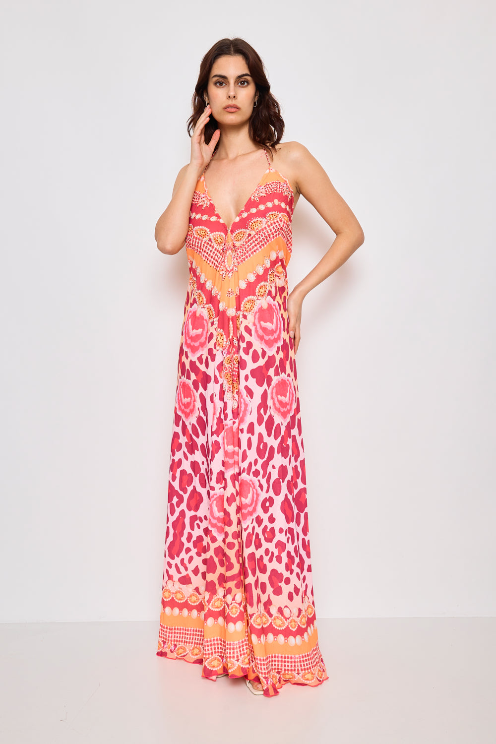 Robe longue dos nue avec strass - F5522