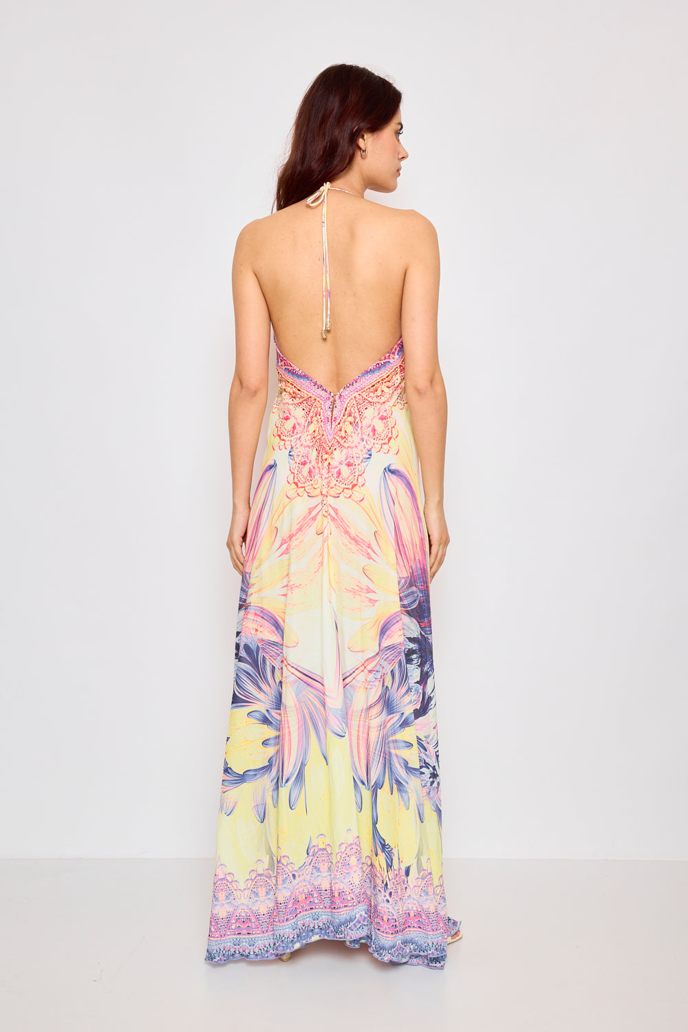 Robe longue dos nue avec strass - 5528