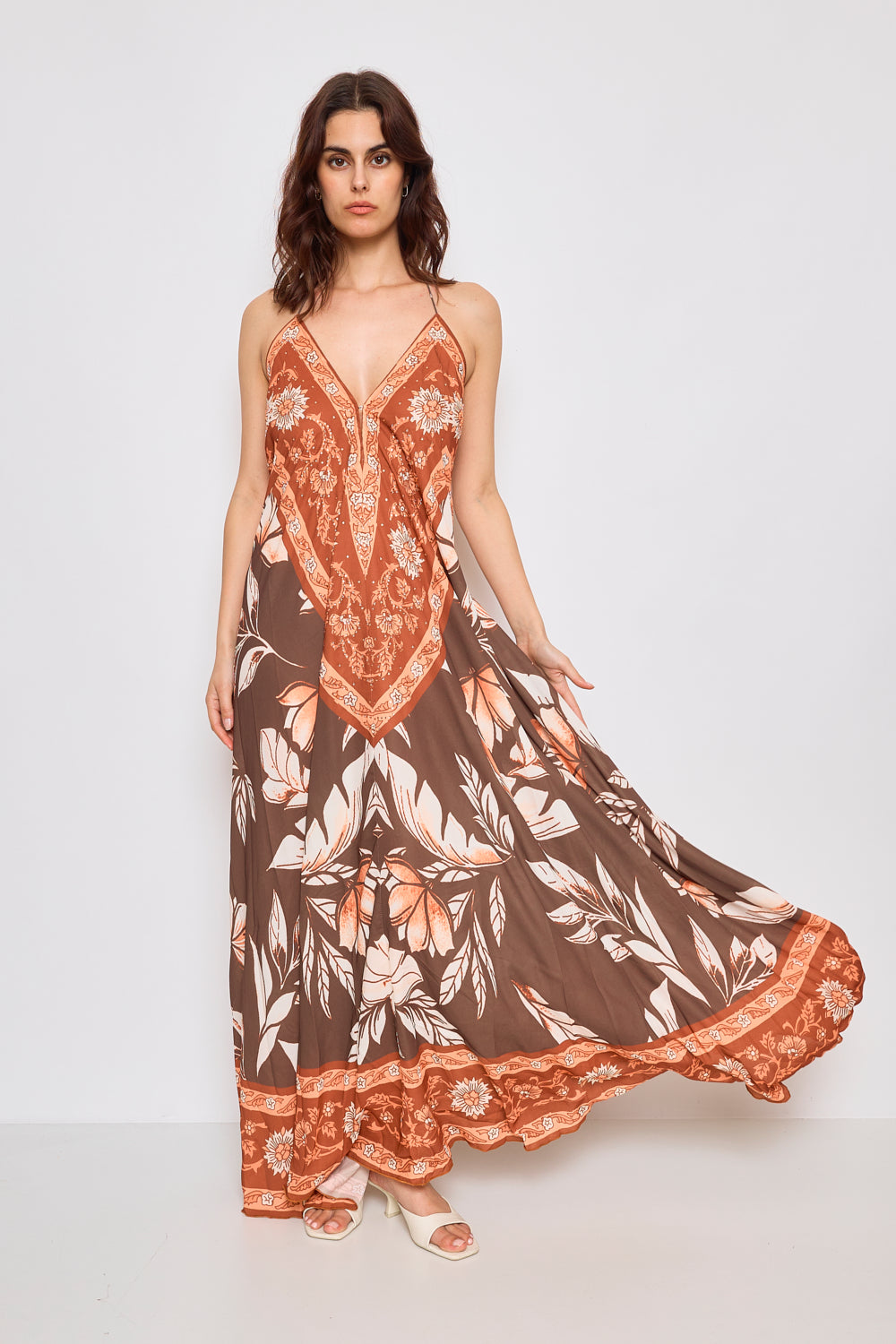 Robe longue dos nue avec strass - F5526