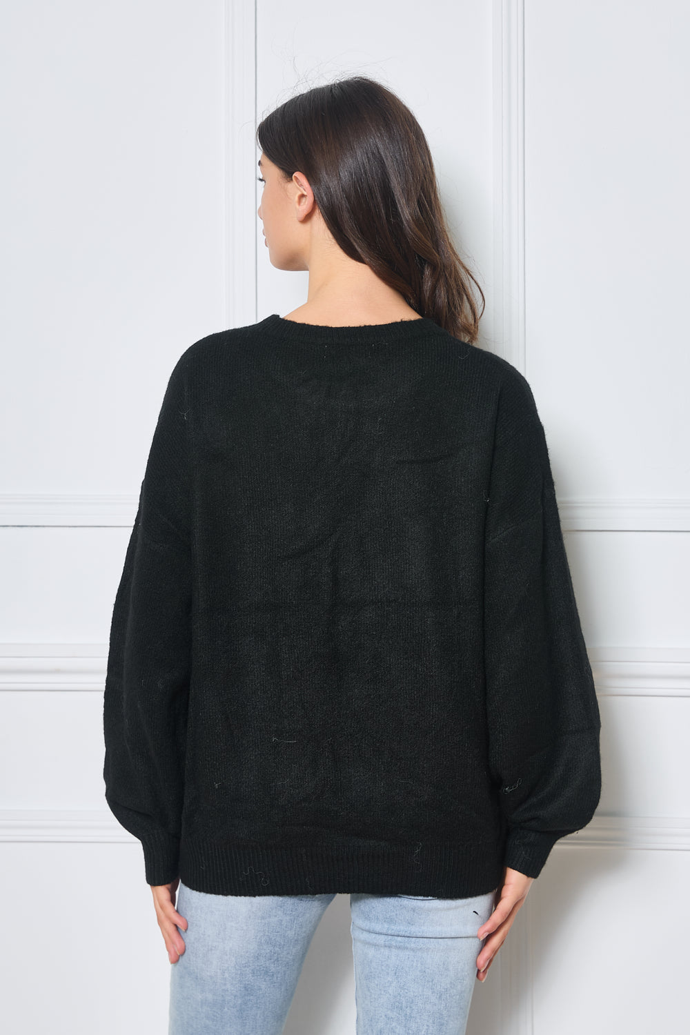 Pull en maille avec broderies fleuries - 5382