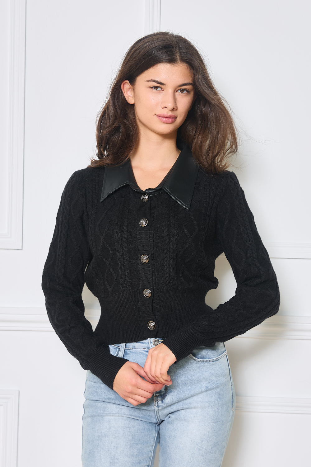 Pull en maille fantaisie avec boutons - 2650