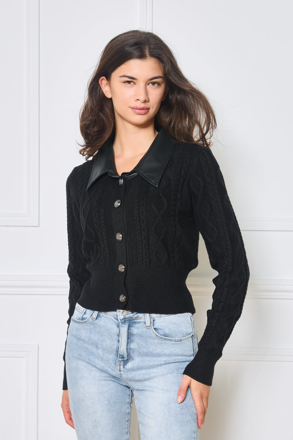 Pull en maille fantaisie avec boutons - 2650