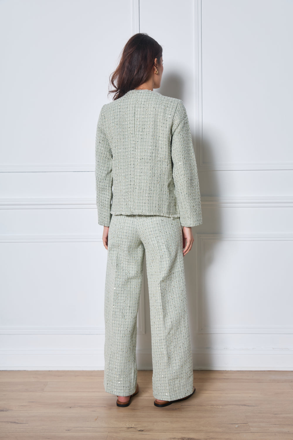 Pantalon en tweed avec boutons dorés - 2569