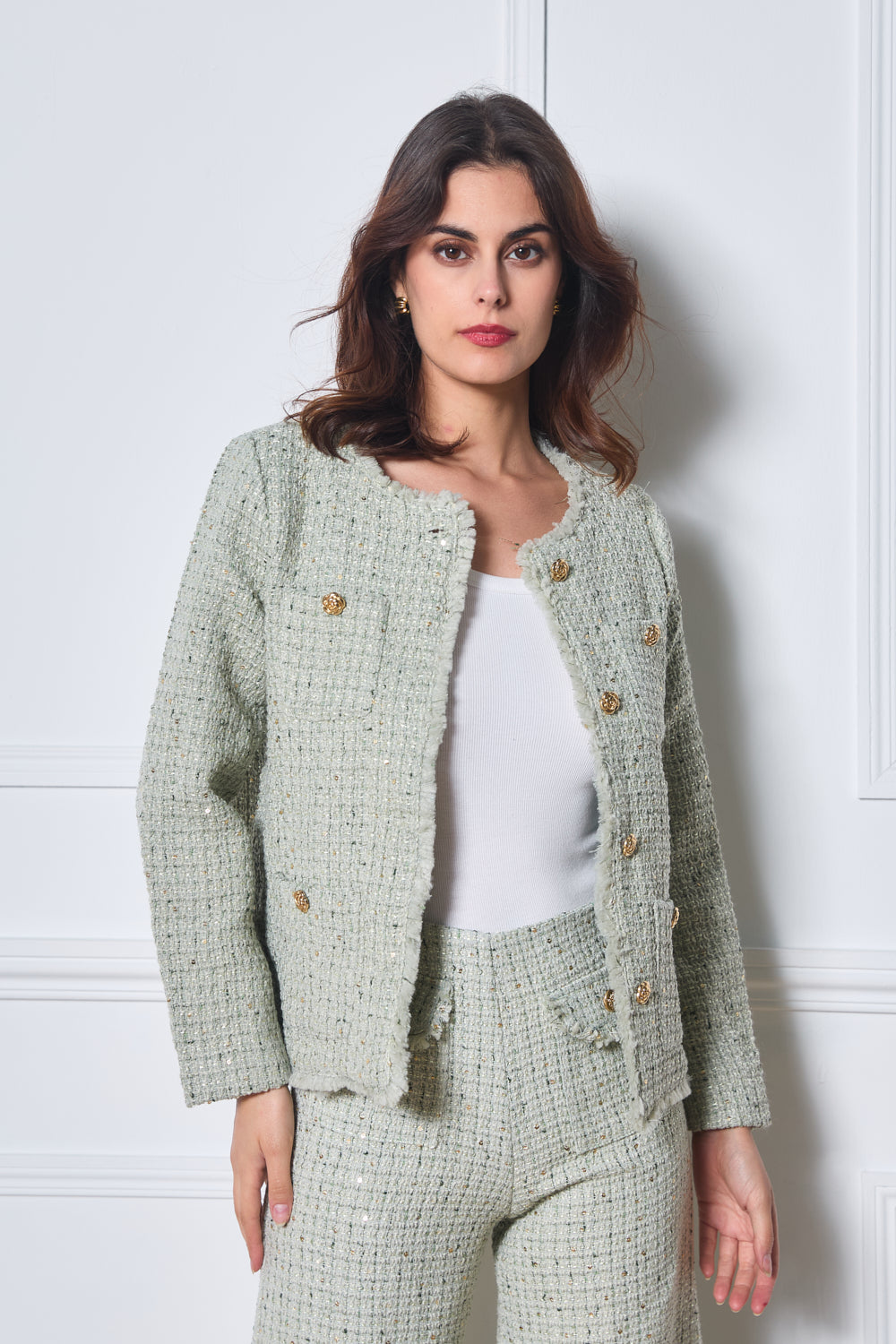 Veste en tweed avec boutons dorés - 2567