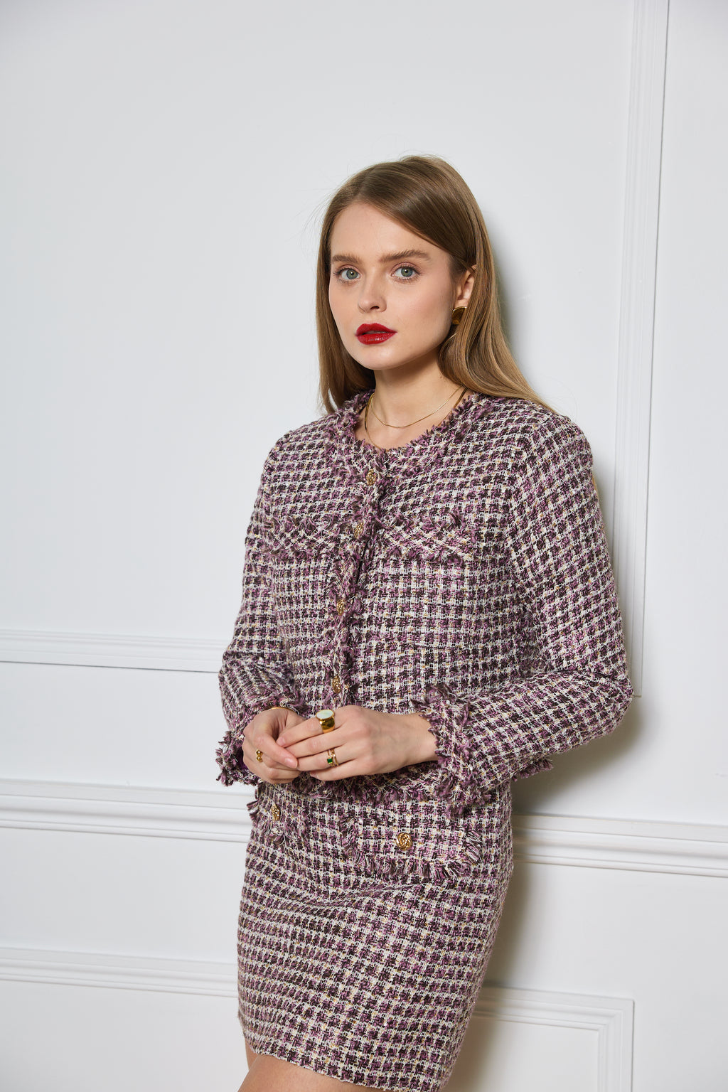 Veste en tweed avec boutons dorés  - 2560
