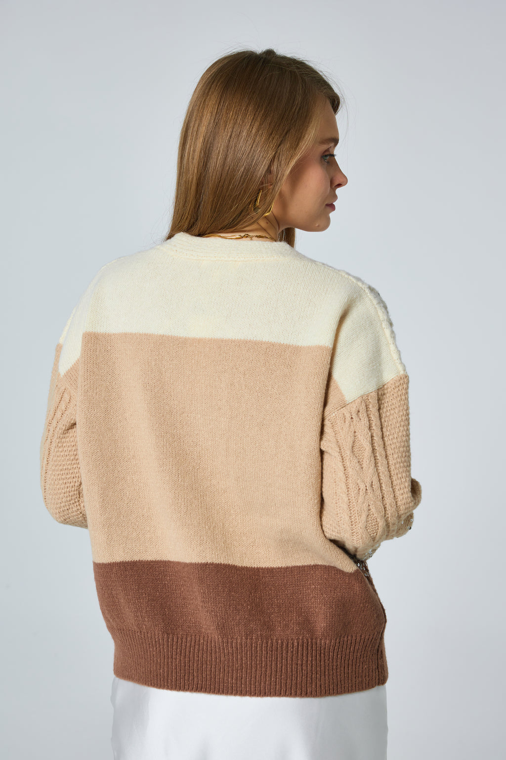 Cardigan manches longues à strass - 2347