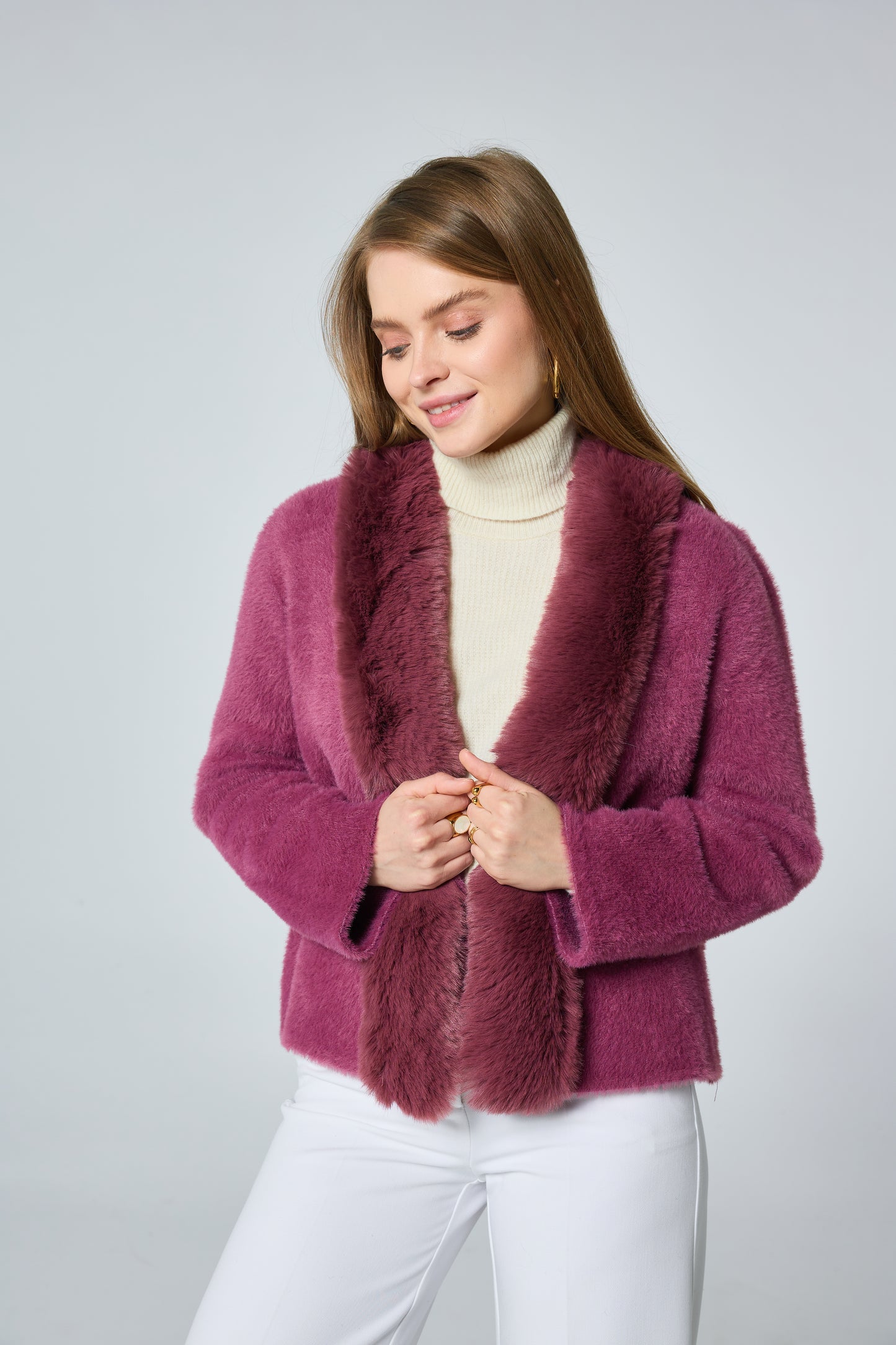 Cardigan en fourrure avec col détachable - 587