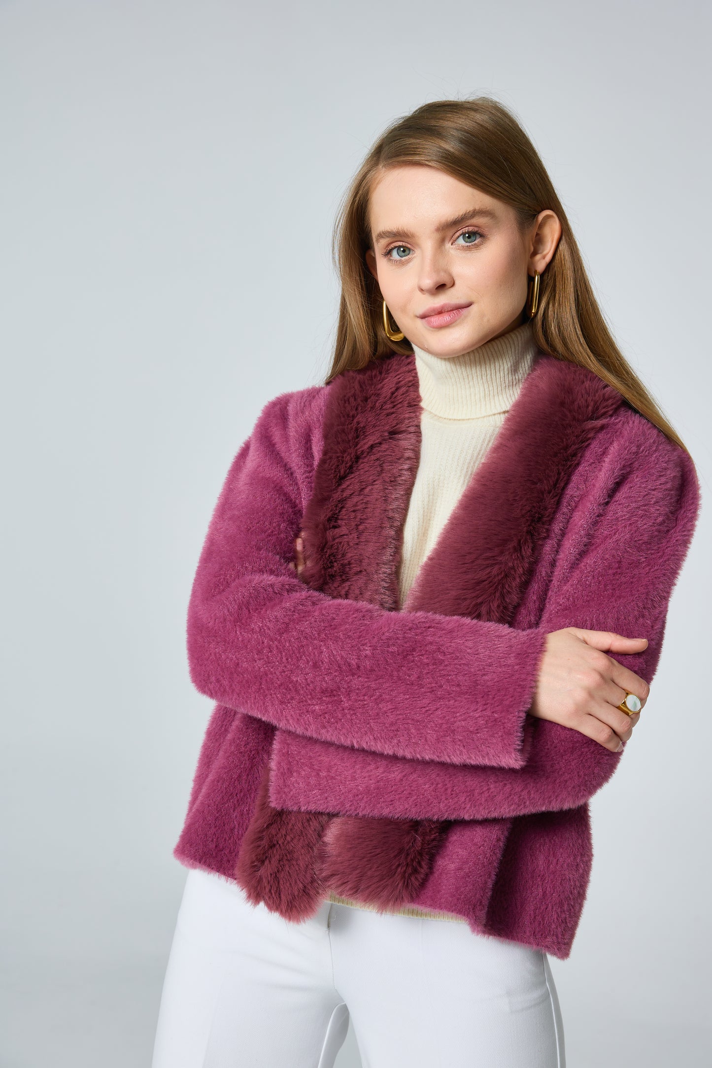 Cardigan en fourrure avec col détachable - 587