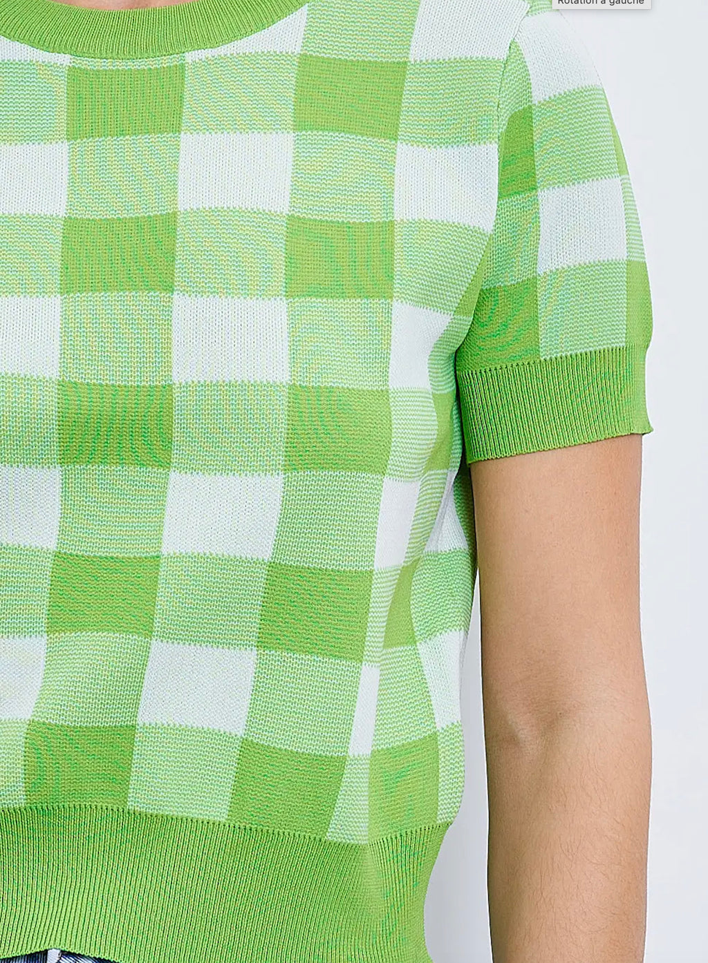 Pull manches courtes en maille à carreaux - 2339