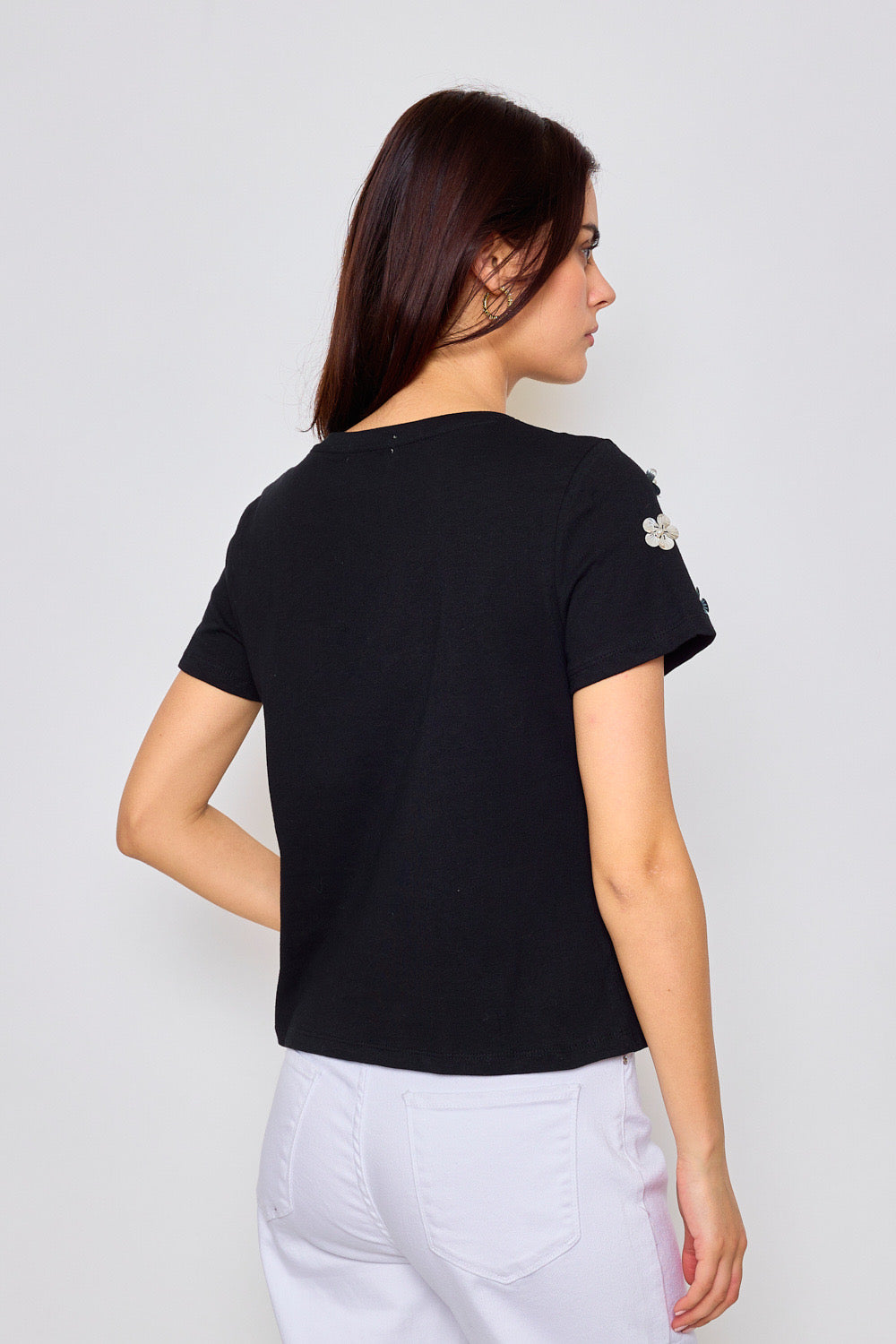 Cotton T-shirt with fancy flowers - 3072