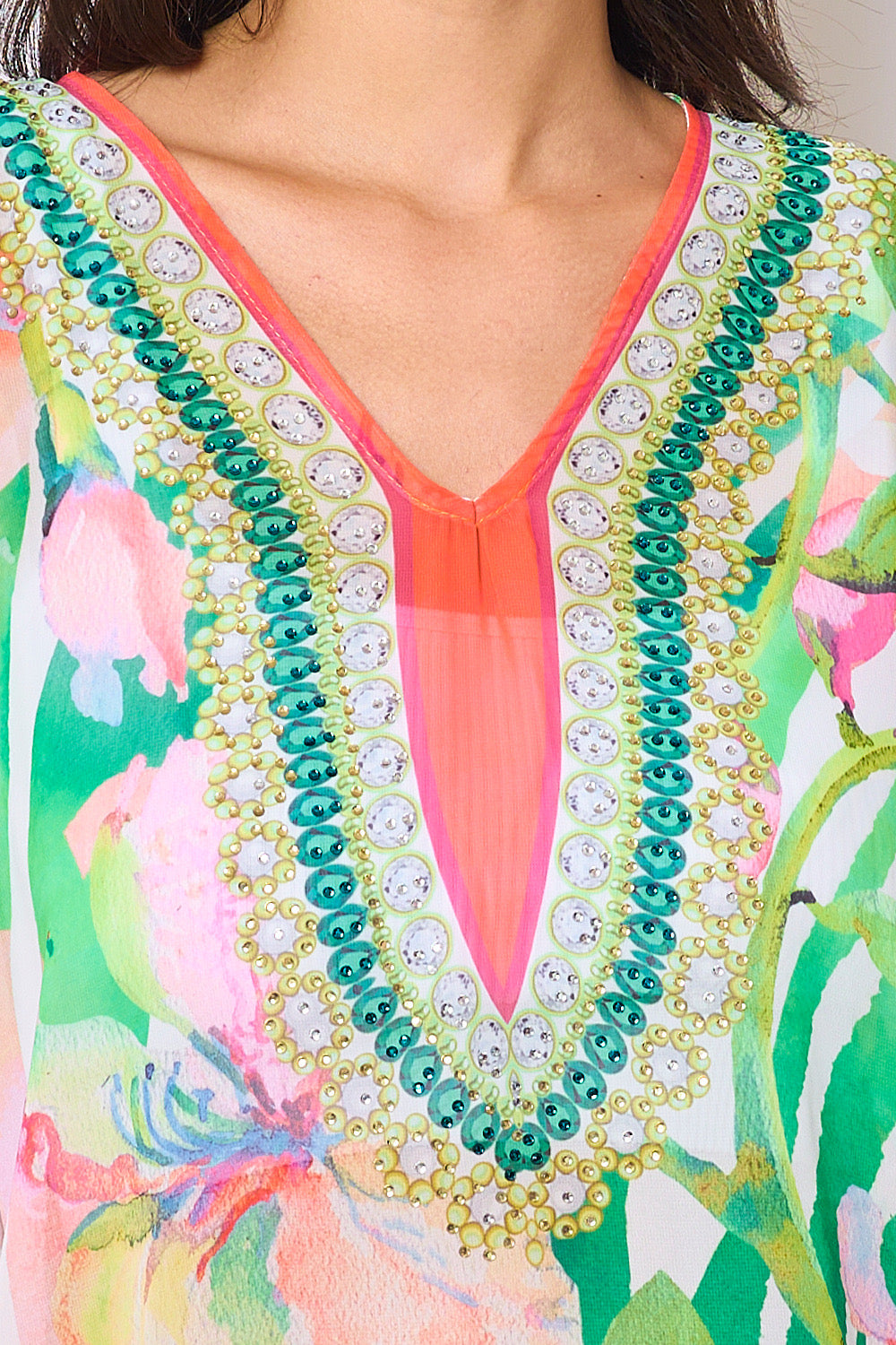 Printed top with rhinestones - 5396