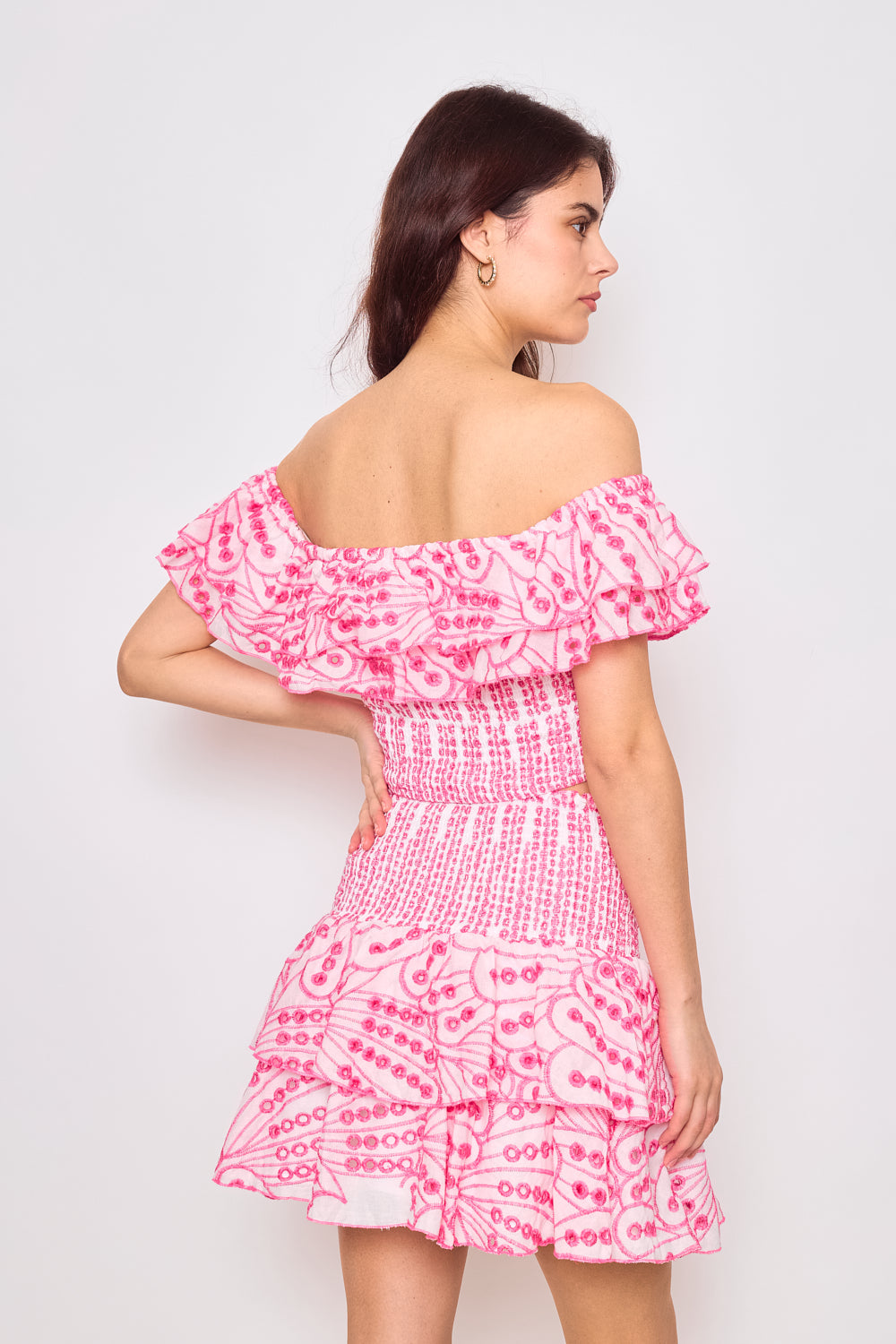 Jupe courte à volants ornée de broderie - 3053