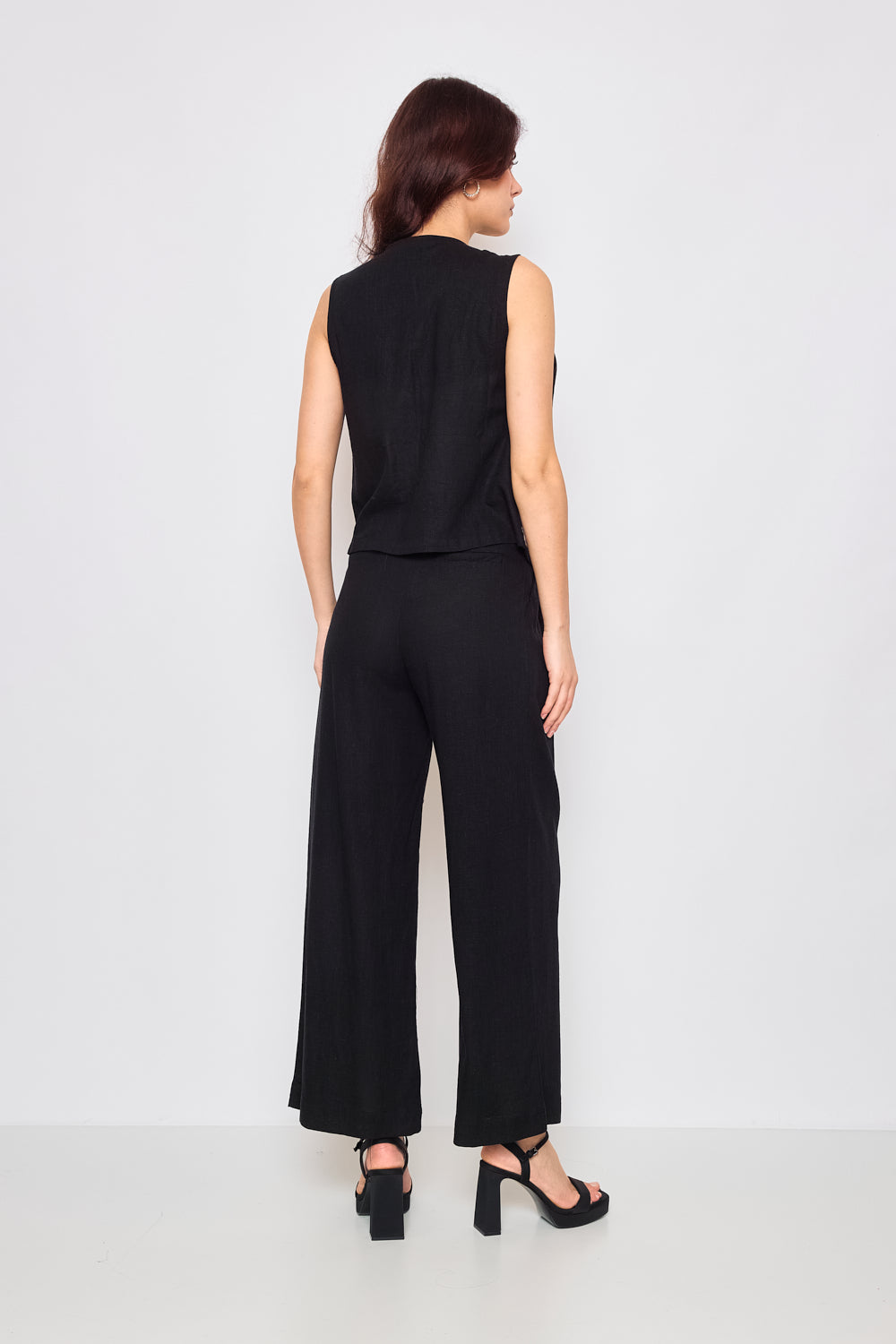 Pantalon coupe large en coton et lin - 2431