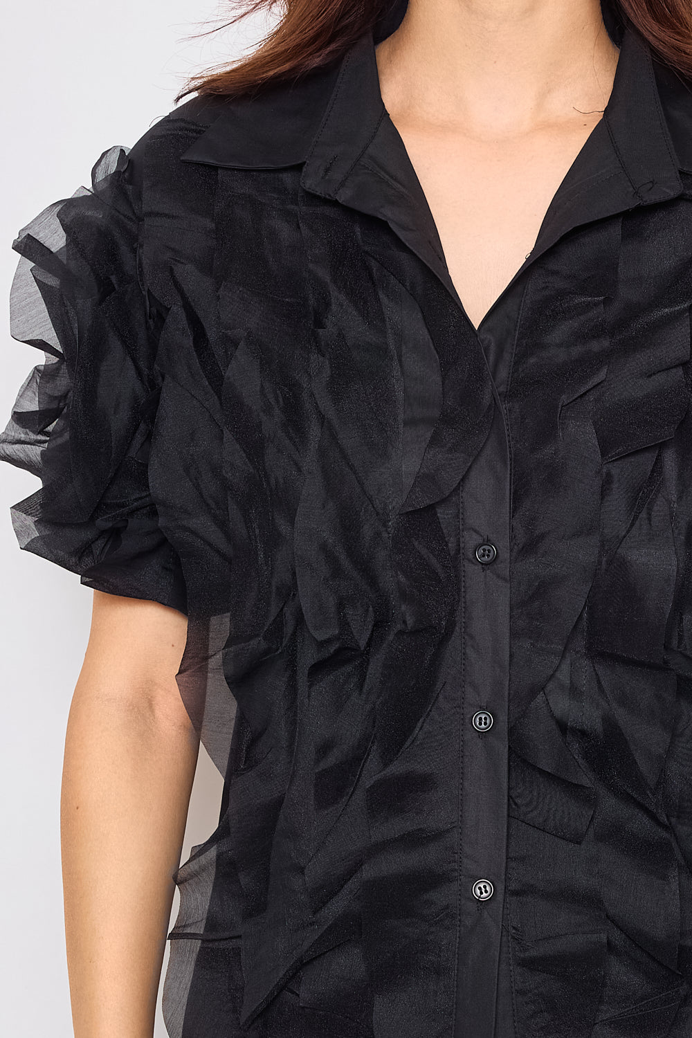 Short-sleeved shirt with ruffles - 2463