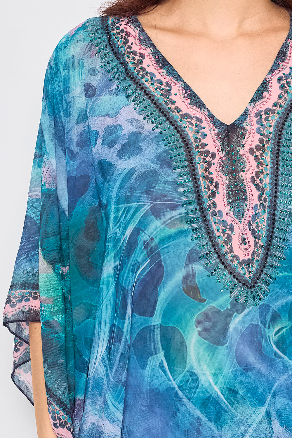 Printed top with rhinestones - 5362