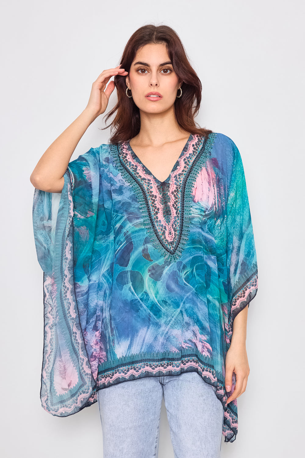 Printed top with rhinestones - 5362