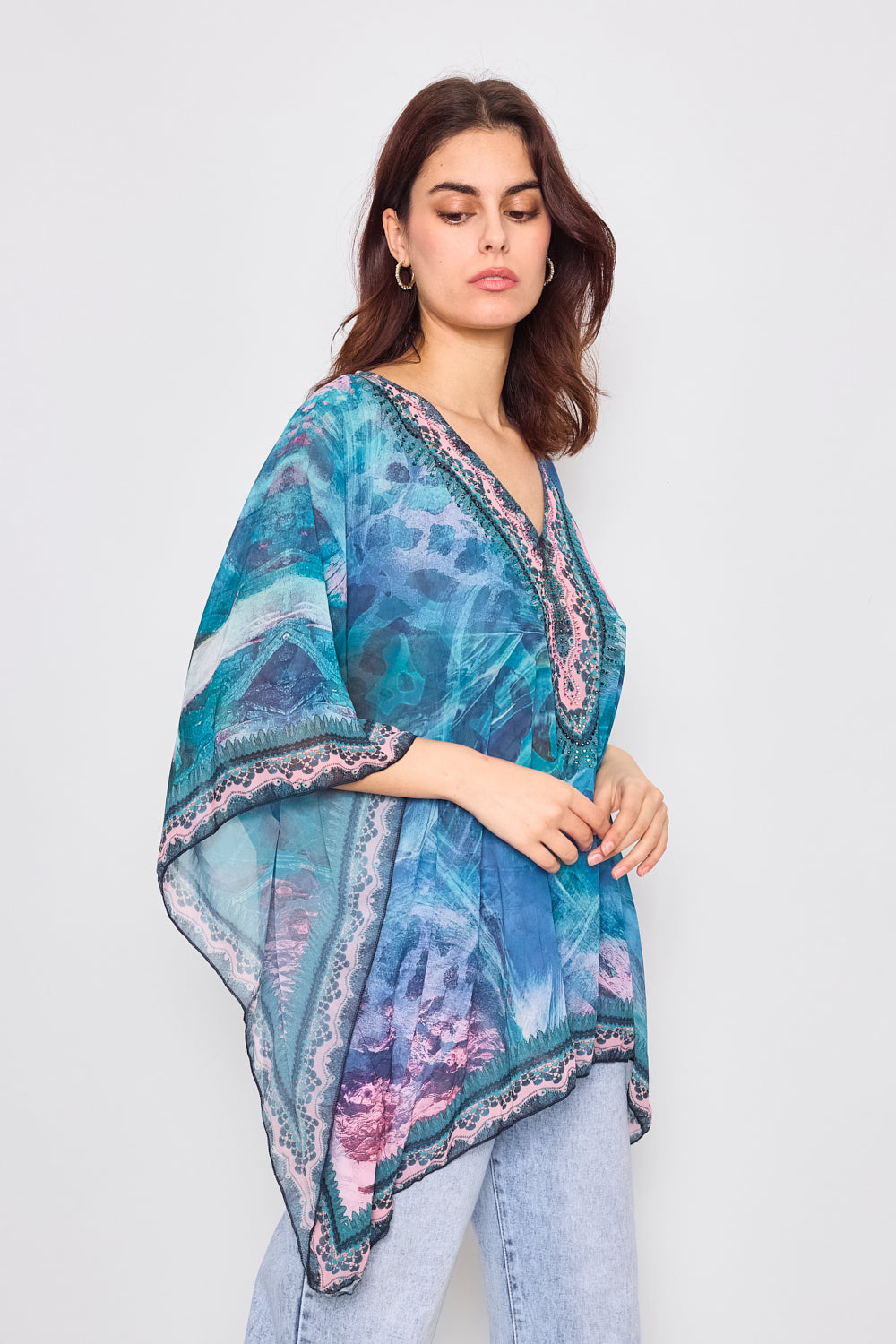 Printed top with rhinestones - 5362