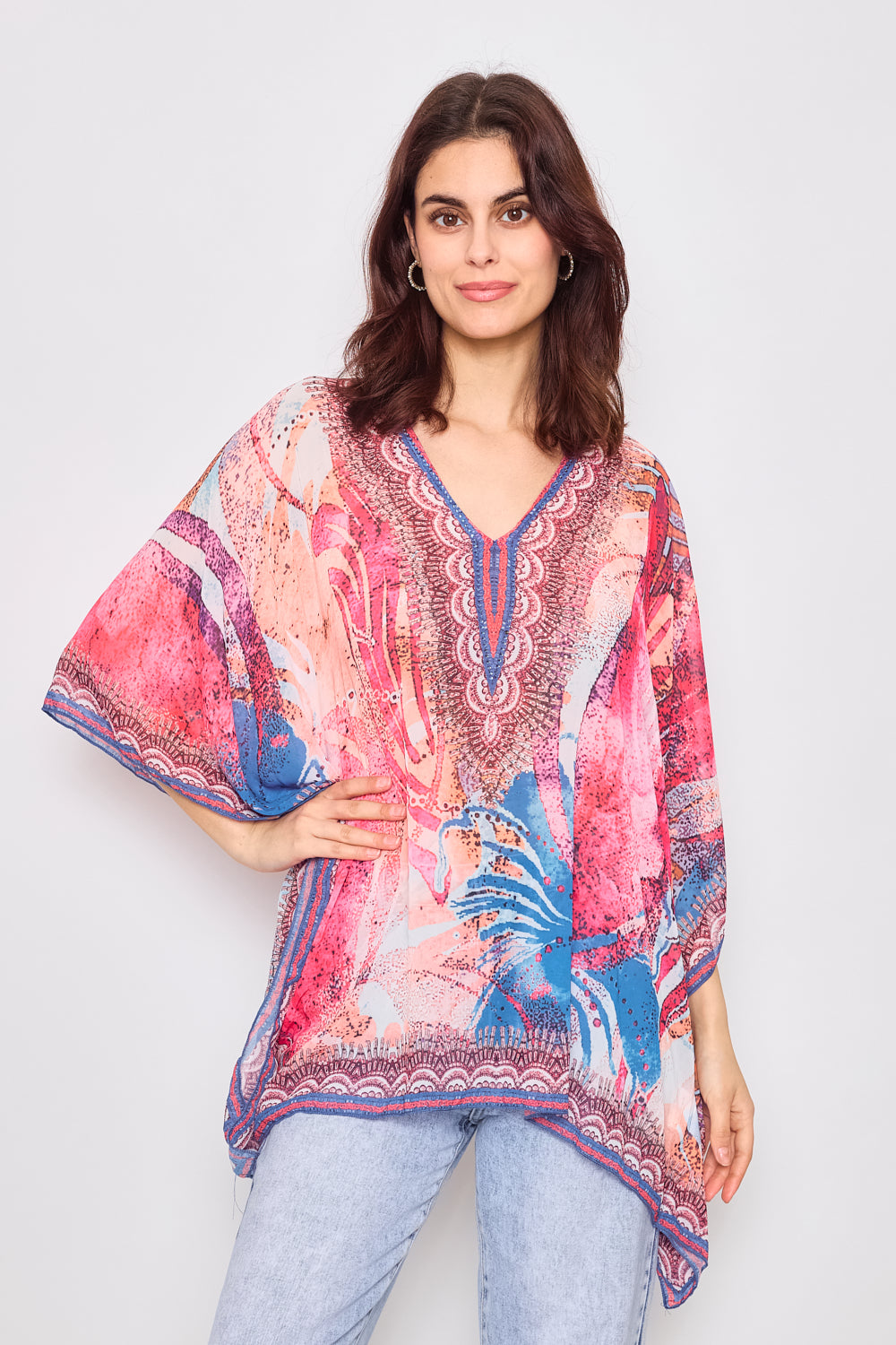 Printed top with rhinestones - 5363