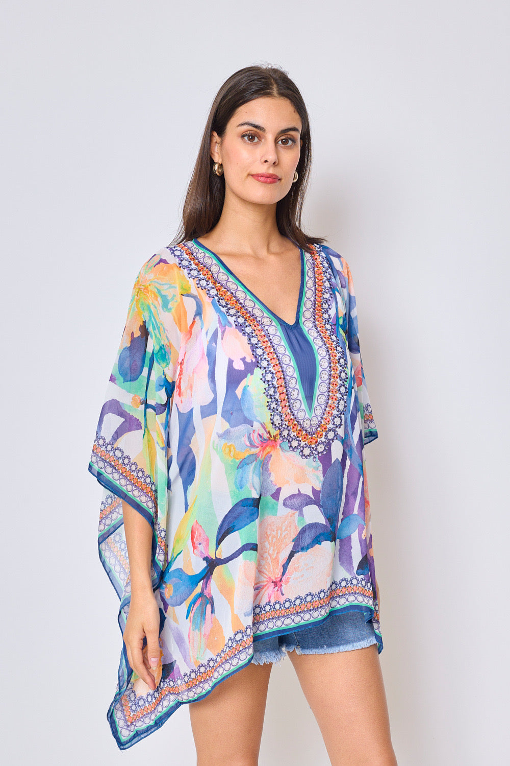 Printed top with rhinestones - 5396