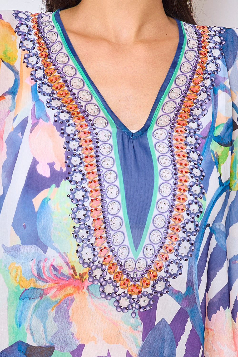 Printed top with rhinestones - 5396