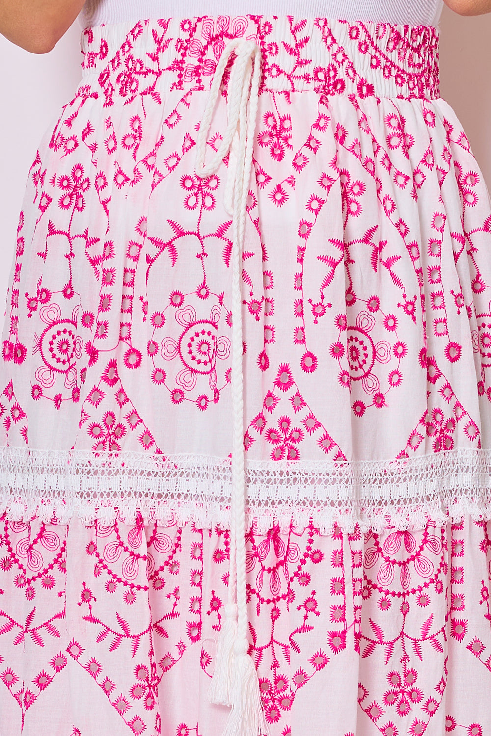 Jupe longue imprimée en broderie anglaise - 2422