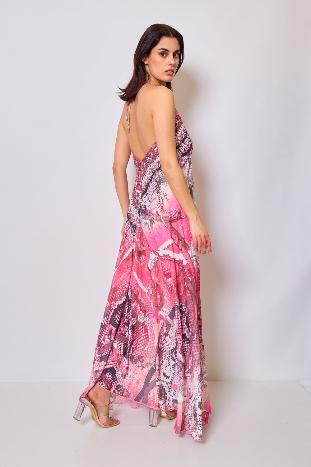 Robe longue imprimée avec strass - 5512